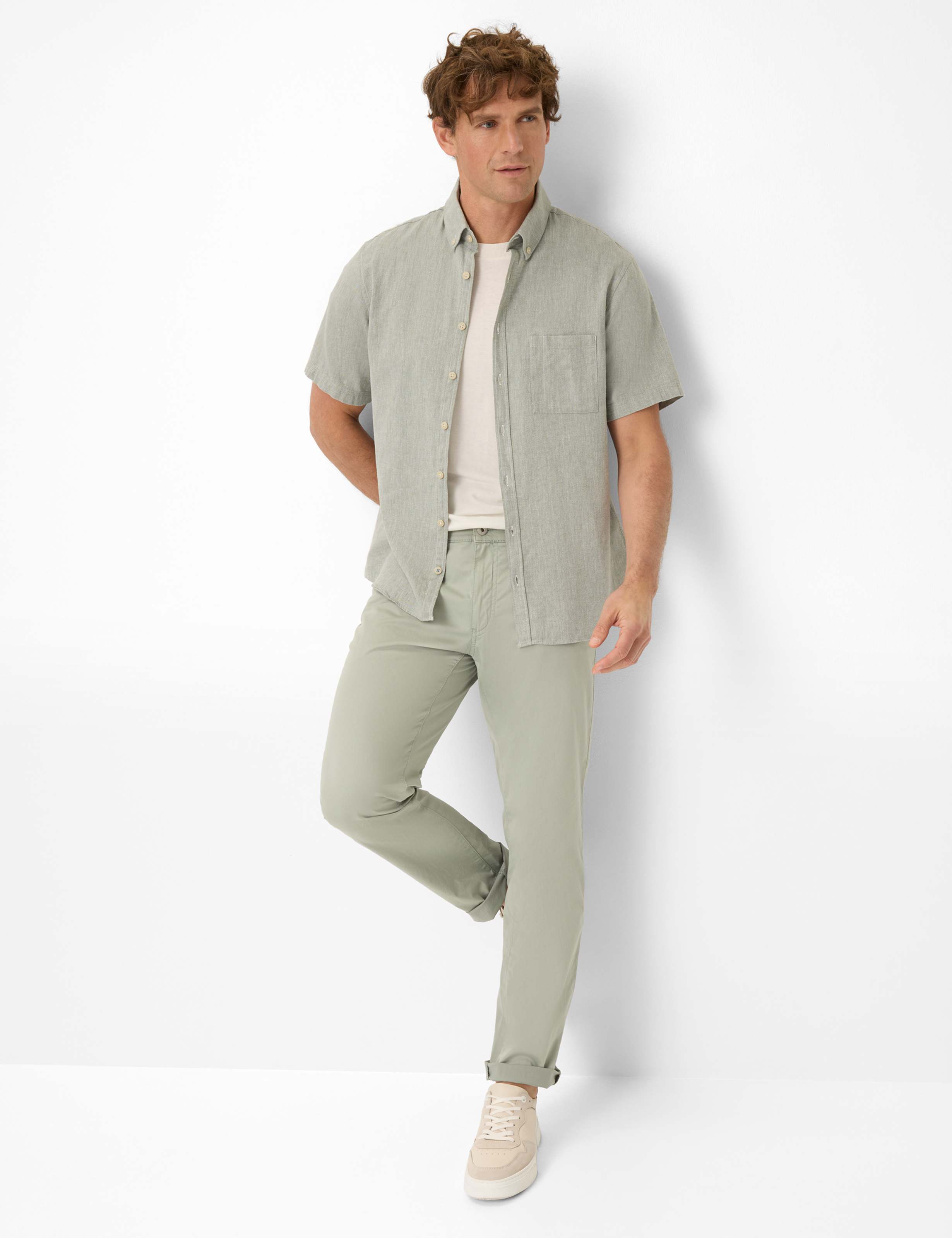 Men Style CADIZ Light Green Straight Fit Model Outfit