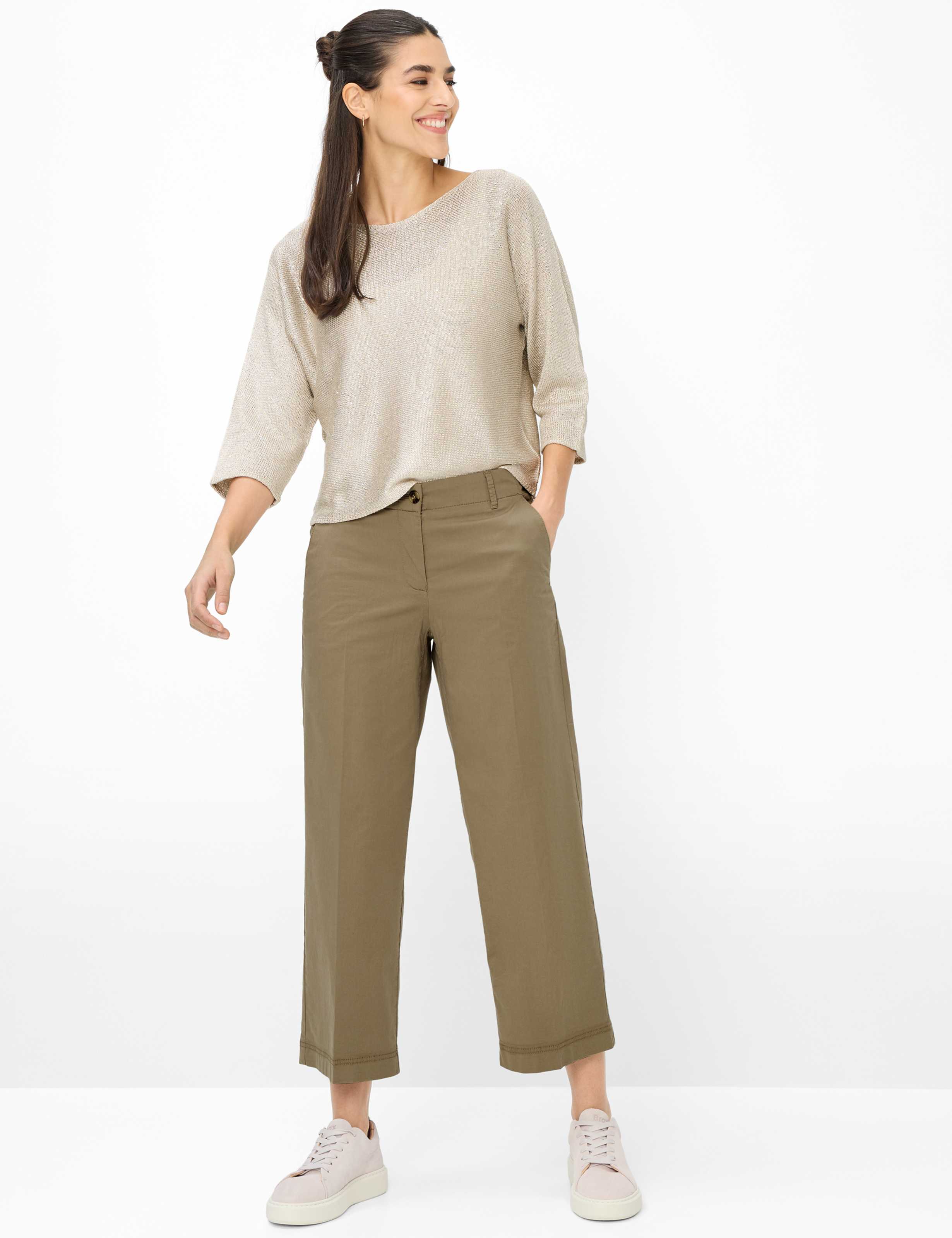 Dame Style MAINE S Grøn - Khaki Wide Leg Model Outfit