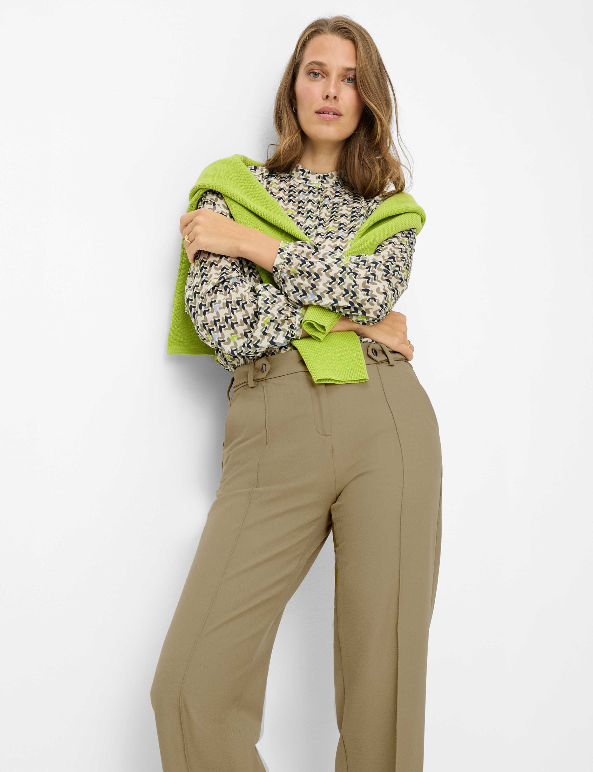 Dames Style MAINE Groen - Khaki Wide Leg Detail 1