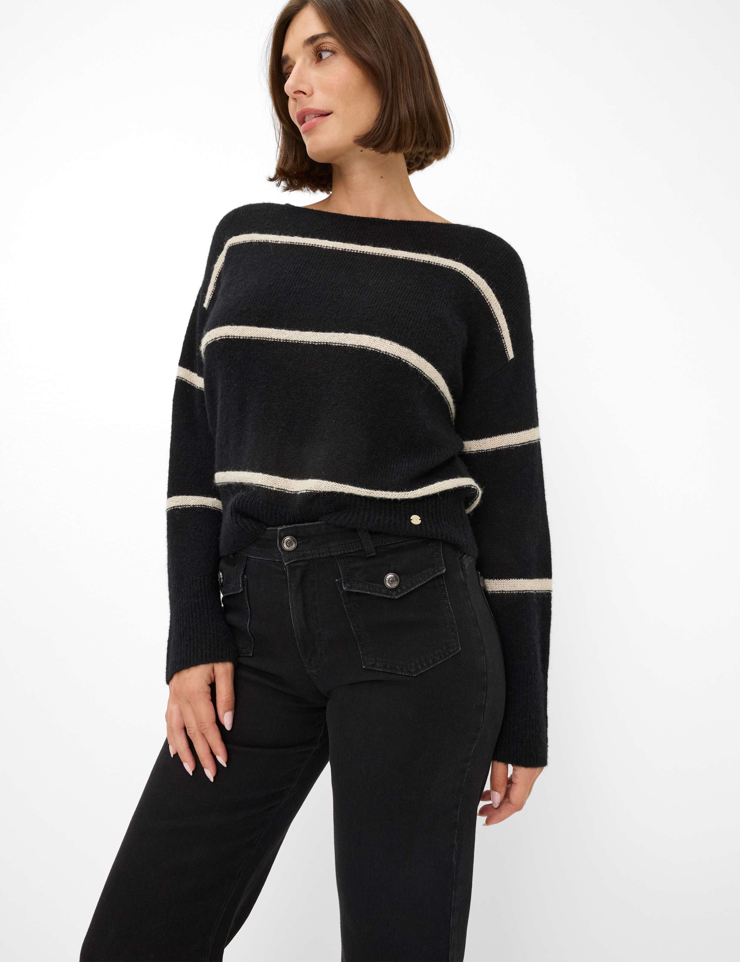 Damen Style MAINE Denim Schwarz Wide Leg Detail 1