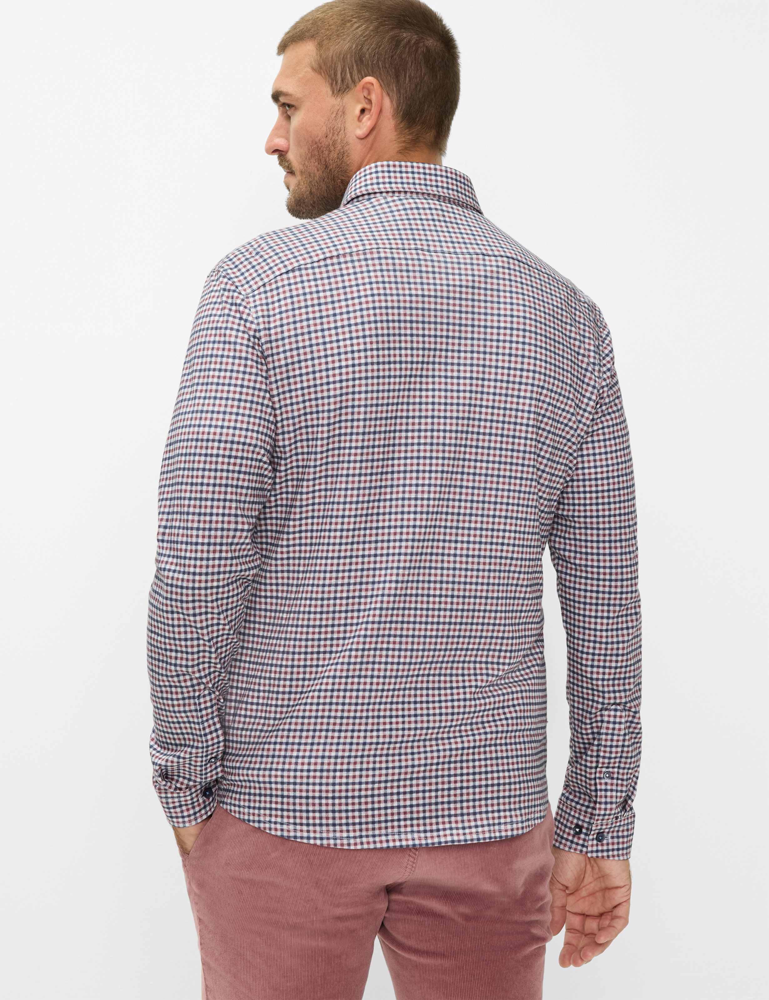 Thumbnail - Brax Herren Hemd Style DANIEL velvet, dunkelrot, Gr. M