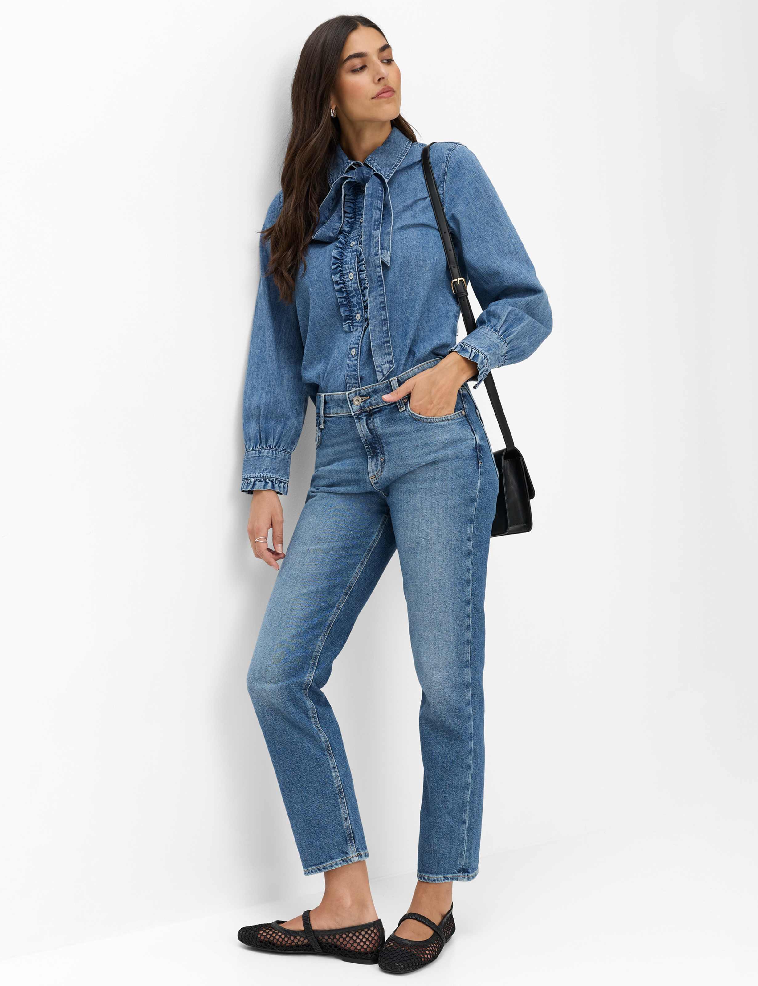 Dames Style MADISON S Denim Blauw Regular Straight Fit Model outfit