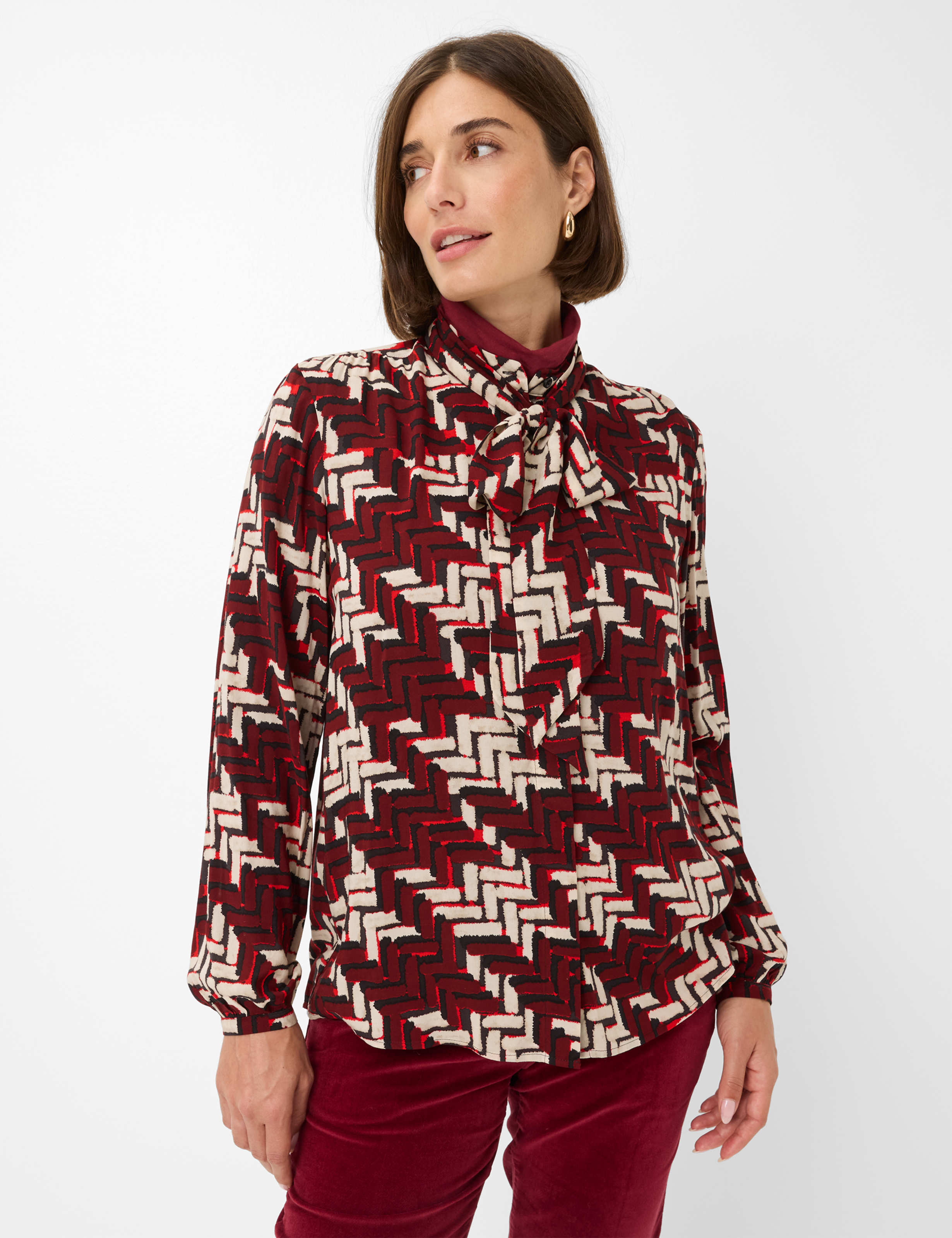 Thumbnail - Brax Damen Bluse Style VIVI mandarin, dunkelrot, Gr. 48