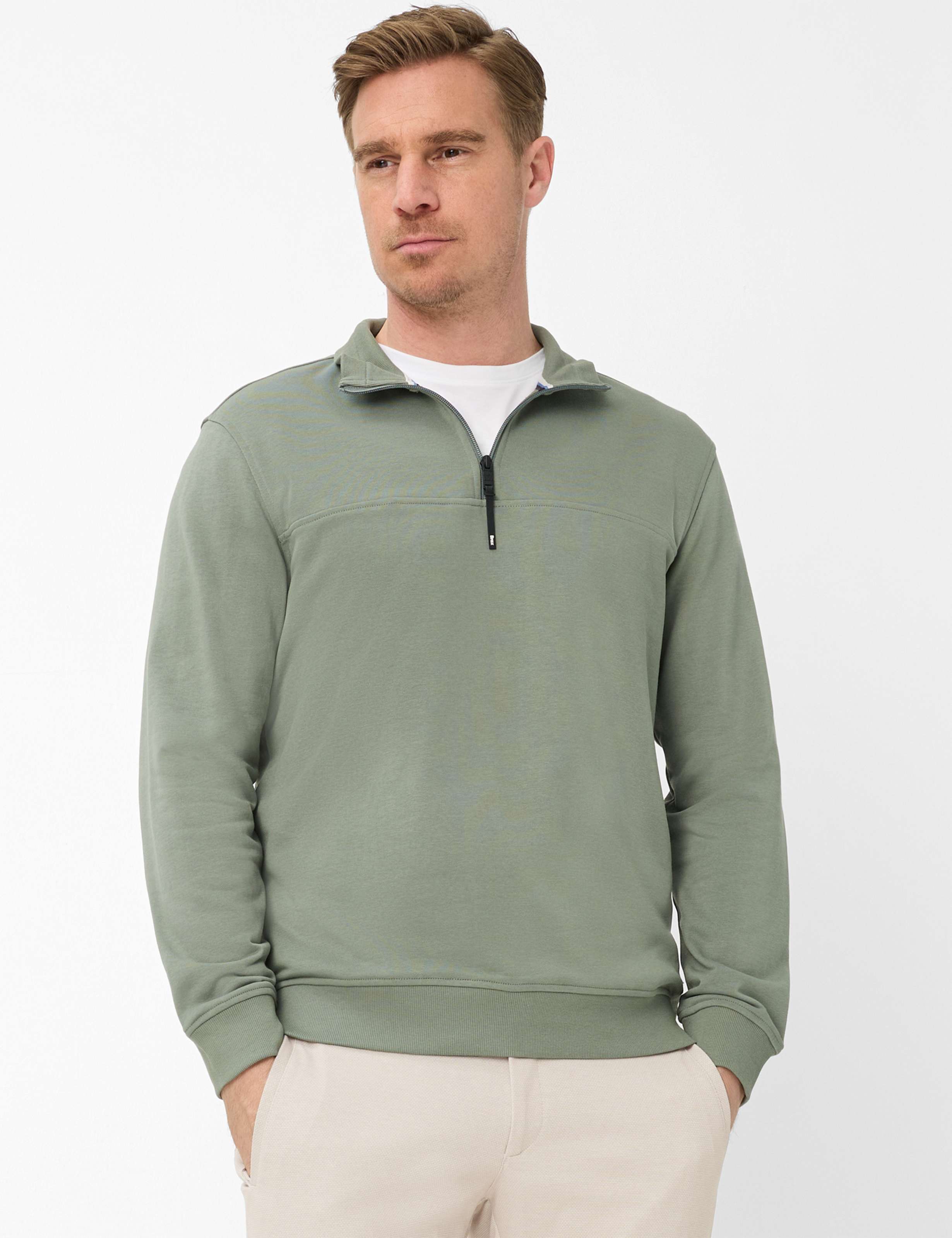 Thumbnail - Brax Herren Sweatshirt Style SION thyme Grün Khaki, grün - khaki, Gr. L