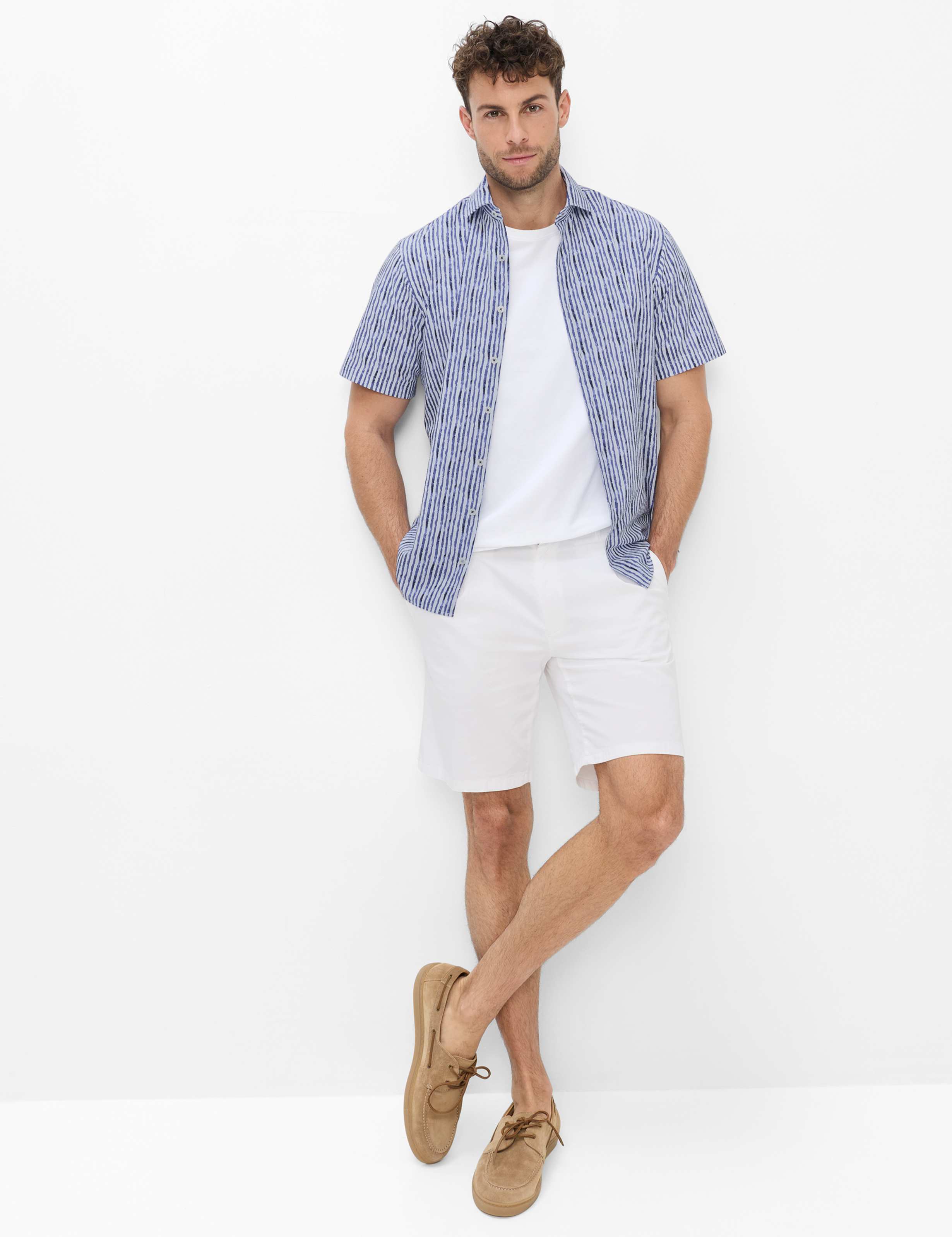 Homme Style TINO Blanc Relaxed Fit Tenue du mannequin