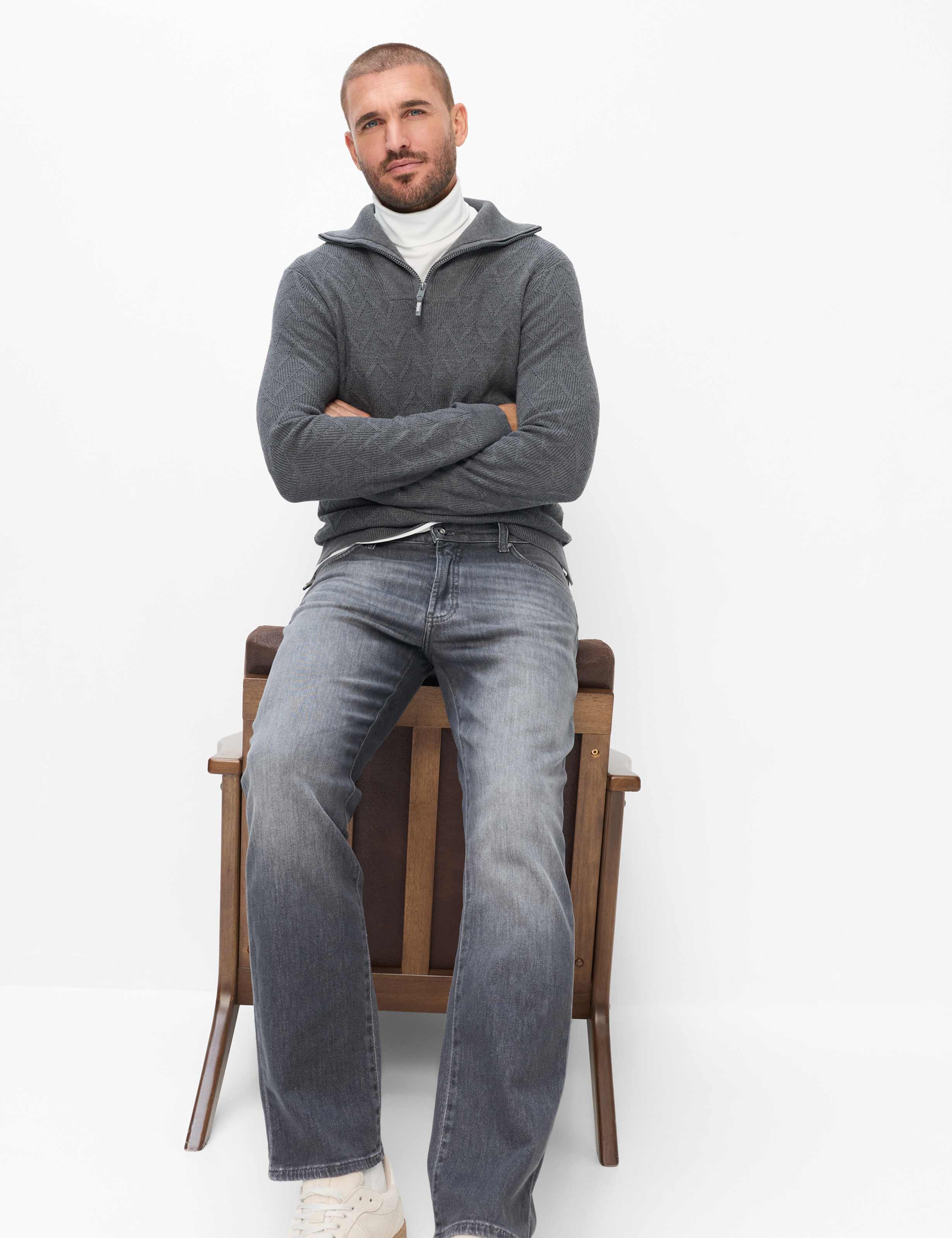 Homme Style CLINT Denim Gris Moyen Relaxed Fit Détail 1