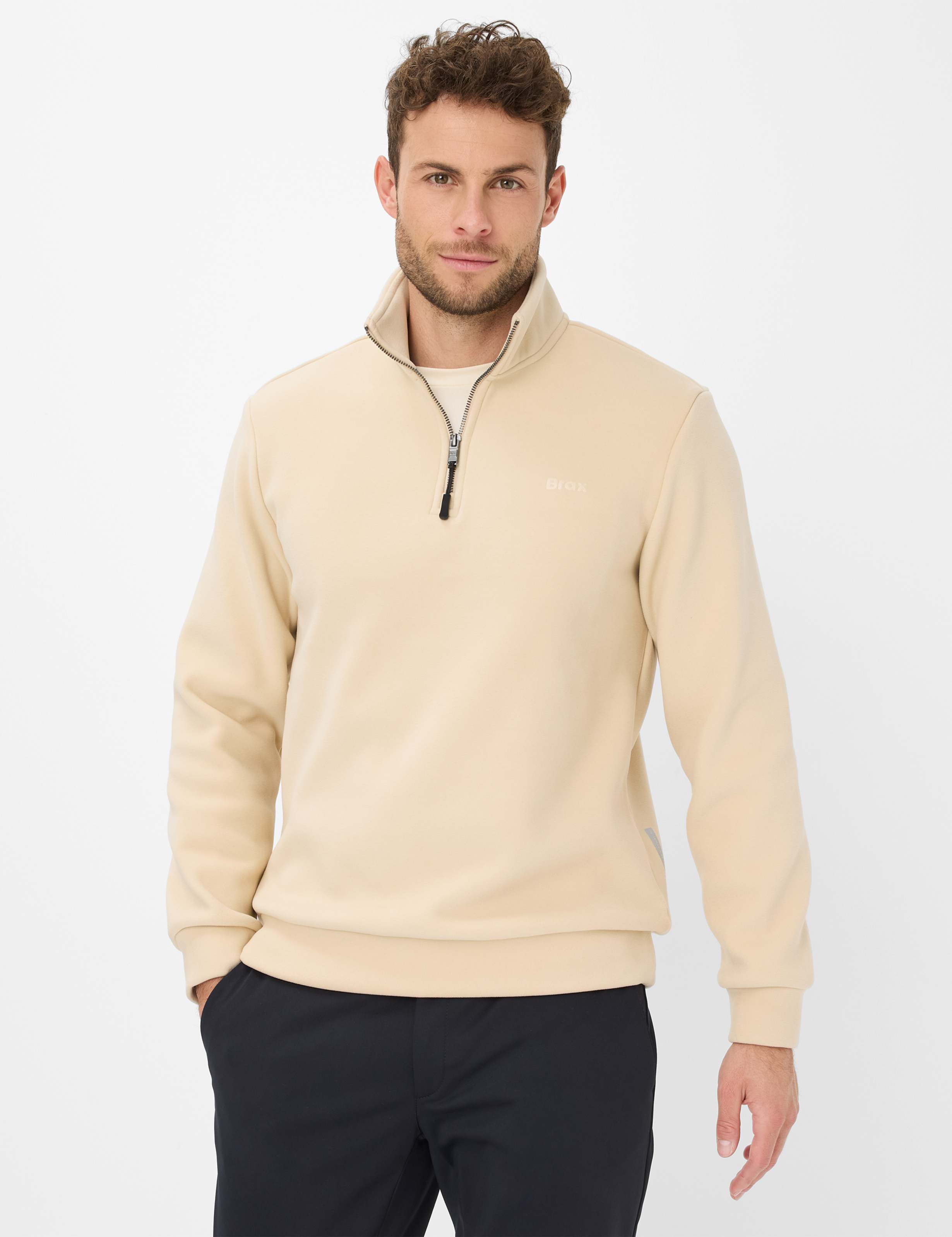 Thumbnail - Brax Herren Sweatshirt Style SION cream, hellbeige, Gr. S