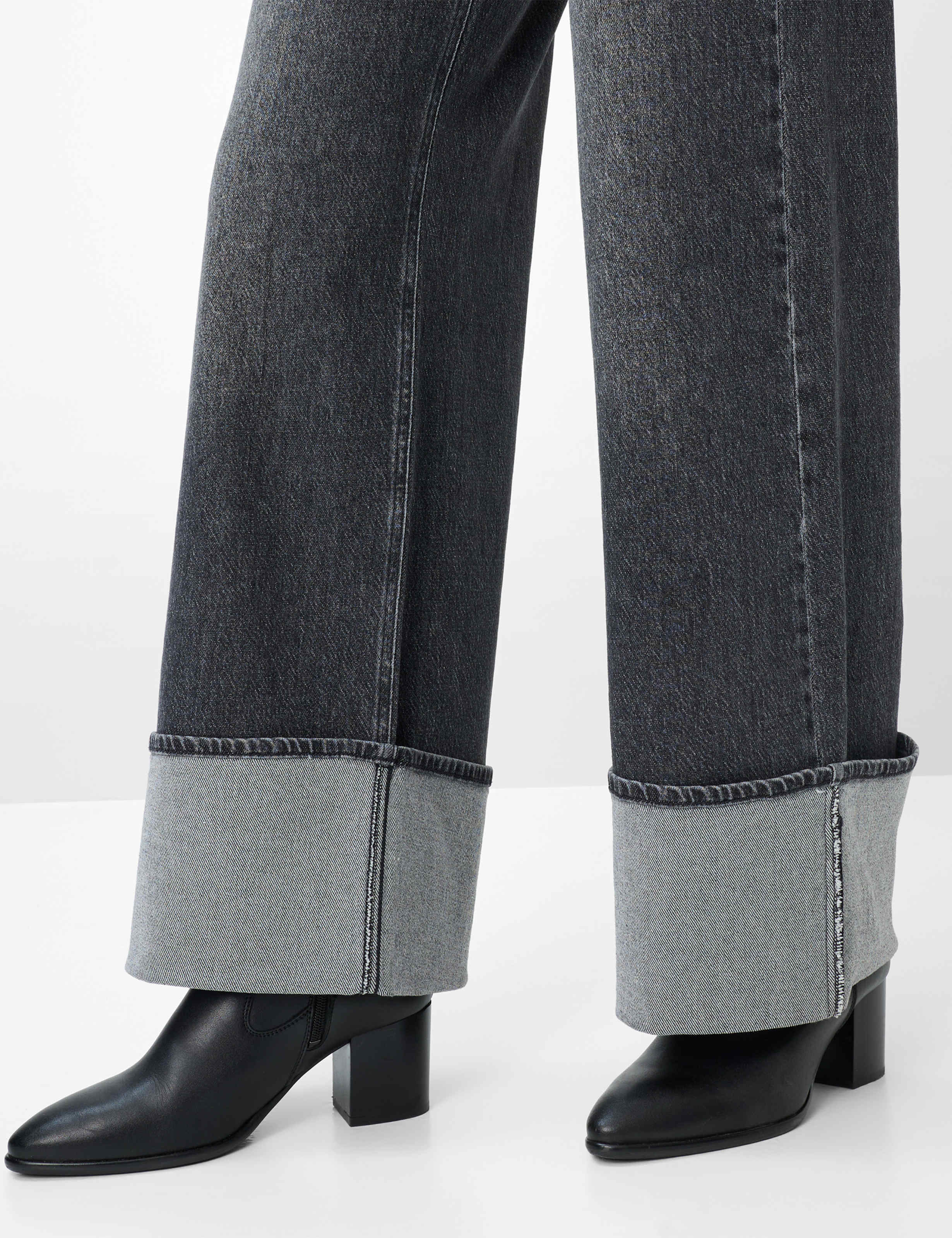 Women Style MORGAN Denim Dark Gray Wide Leg Detail 1