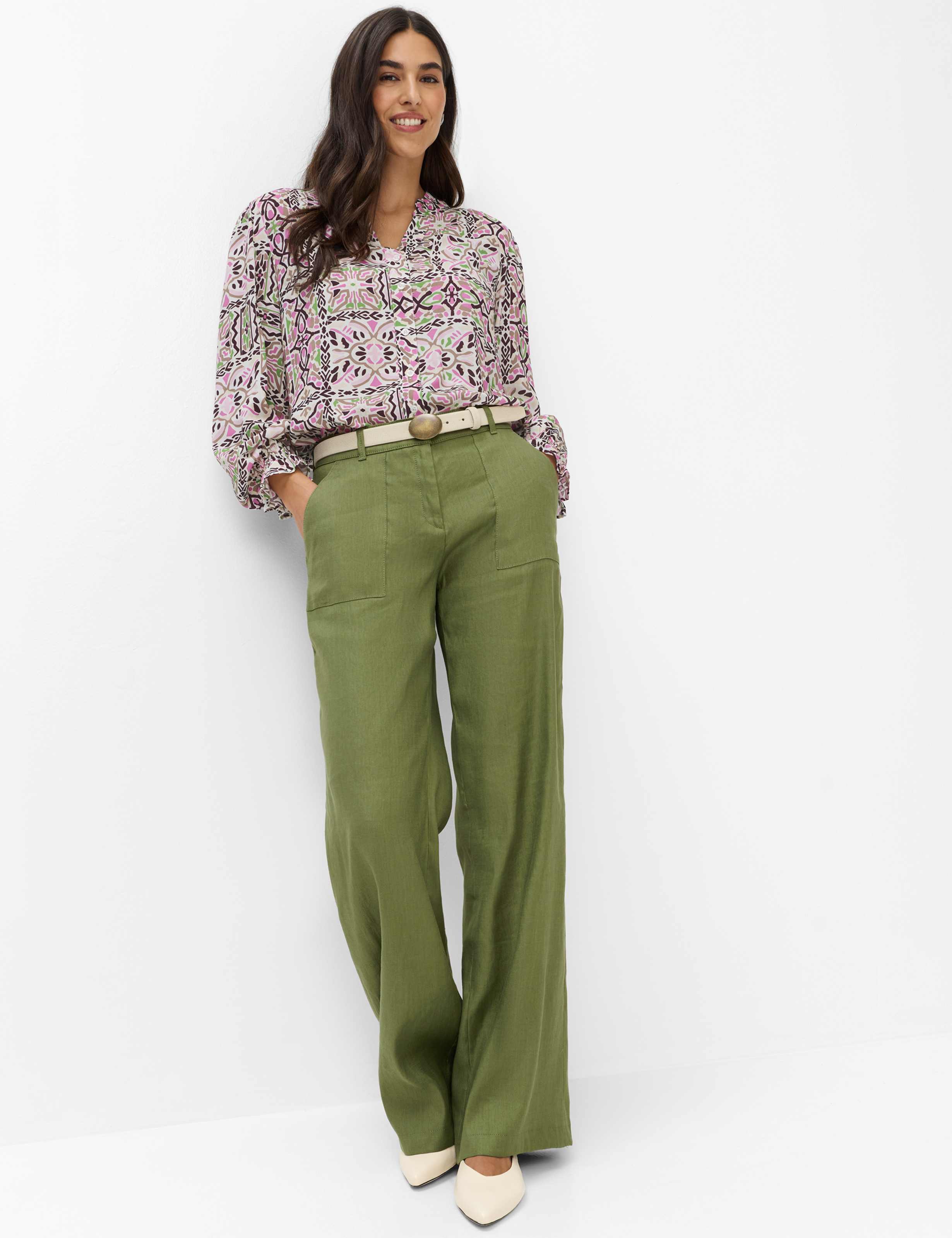 Women Style MAINE Green Wide leg Model Outfit