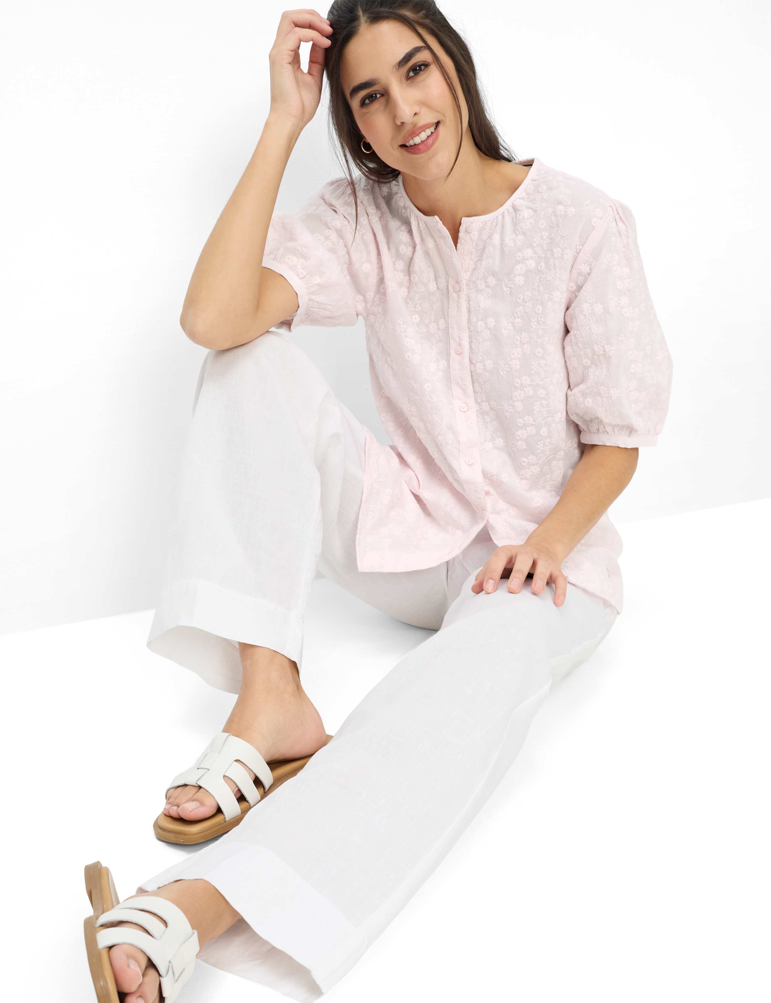 Damen Style FARINA Weiß Wide Leg Detail 1