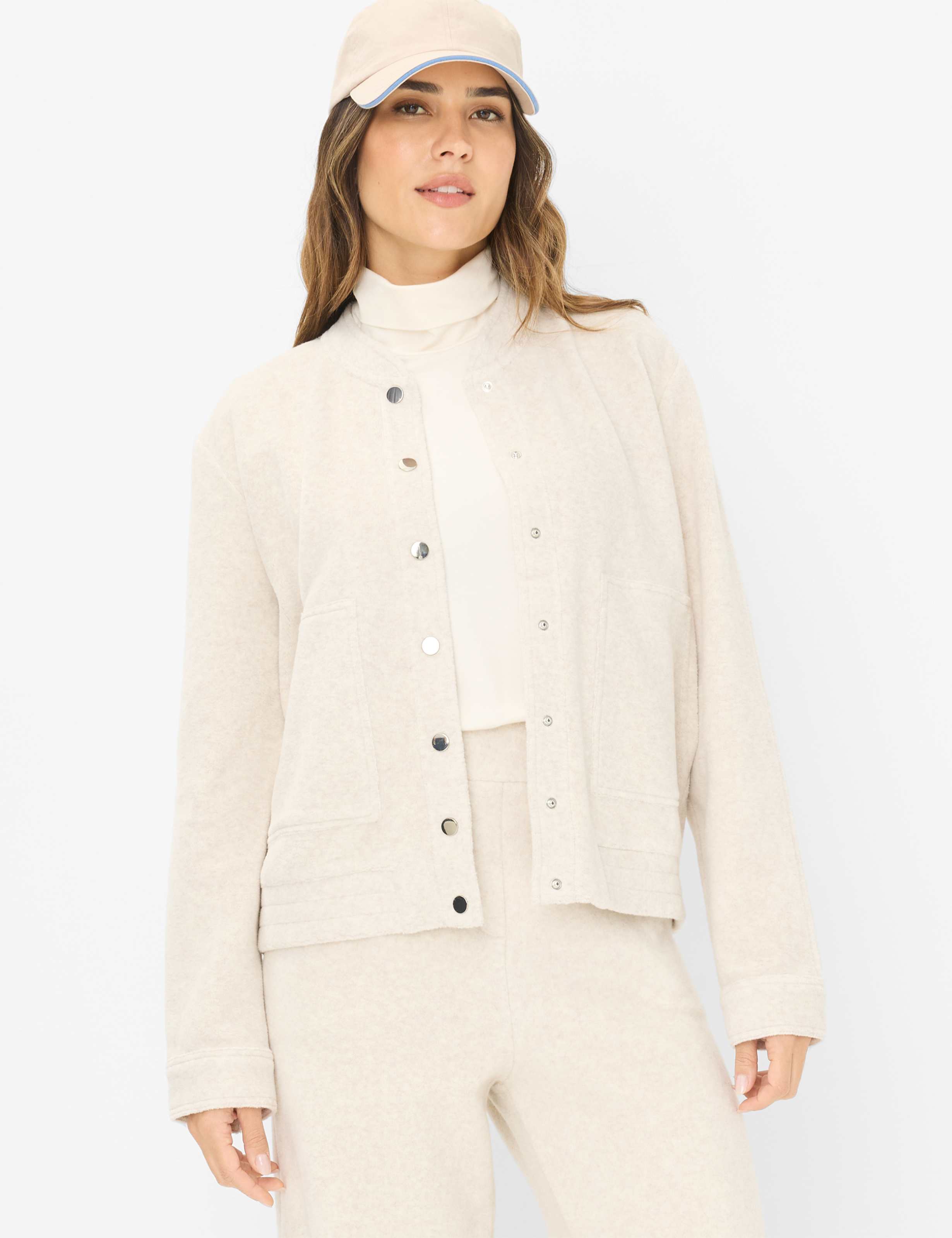 Thumbnail - Brax Damen Sweatjacke Style BECA L canvas, hellbeige, Gr. 48