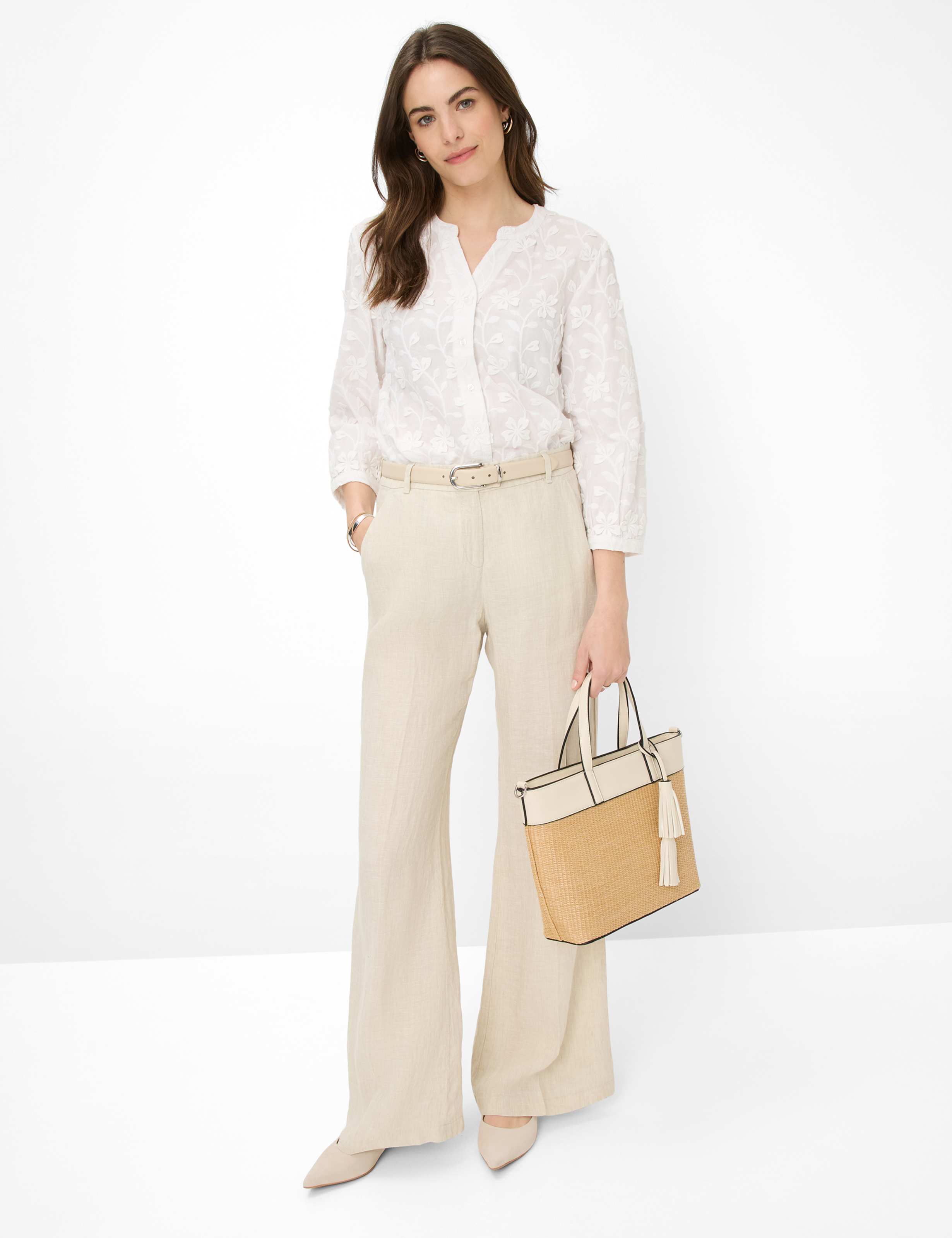 Women Style MAINE Light Beige Wide Leg Model Outfit