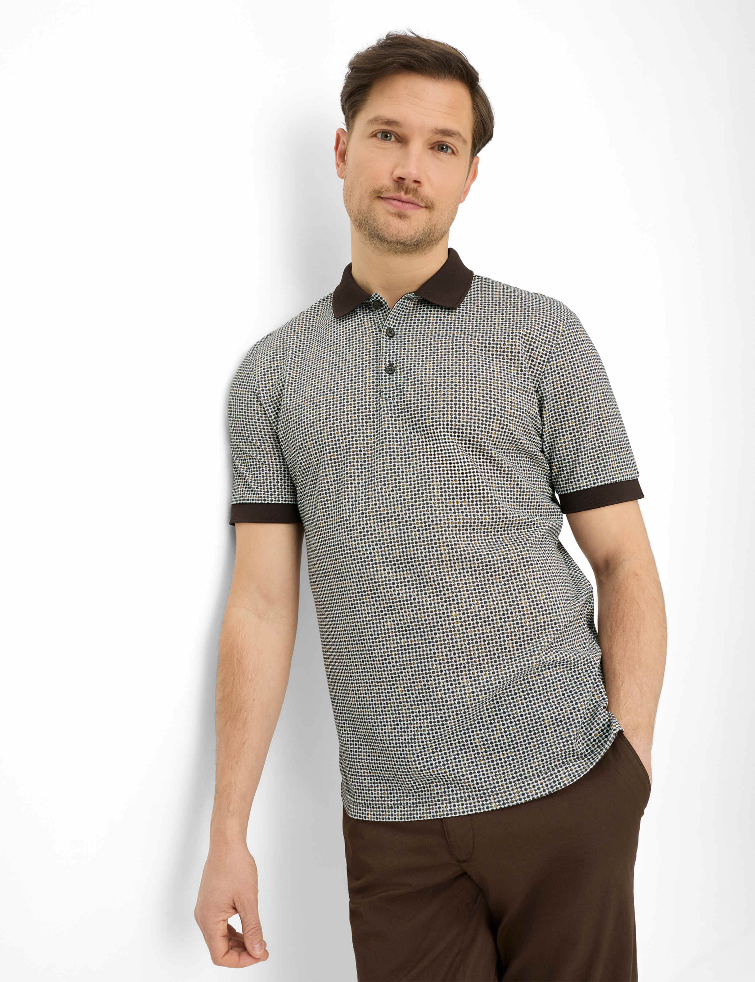 Thumbnail - Brax Herren Polo Style PERRY chocolate, dunkelbraun, Gr. L