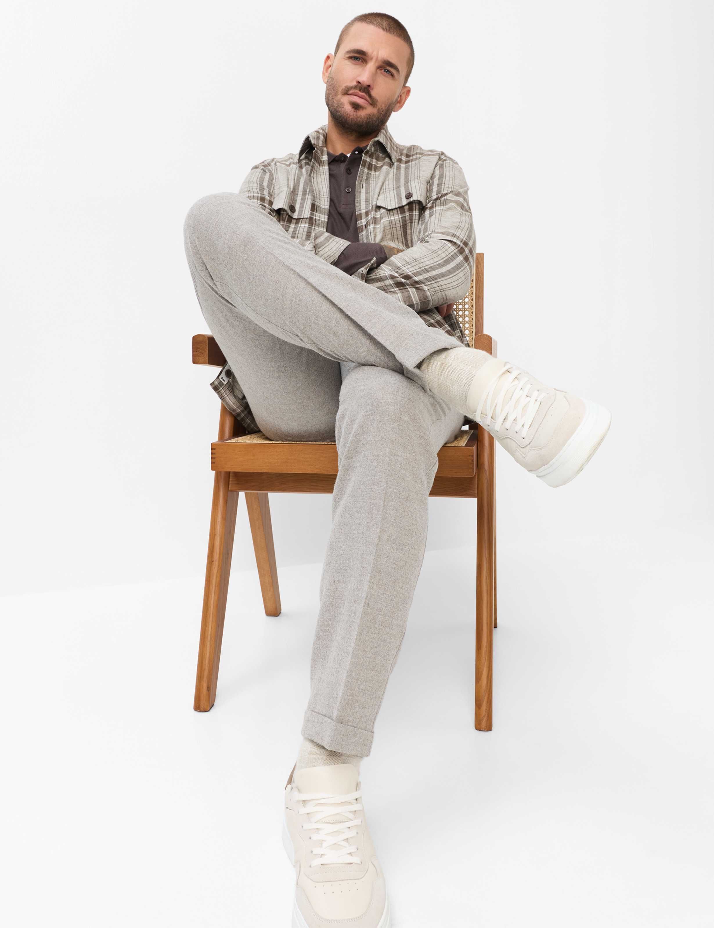 Heren Style TINO Lichtbruin – Taupe Tapered Fit Detail 1