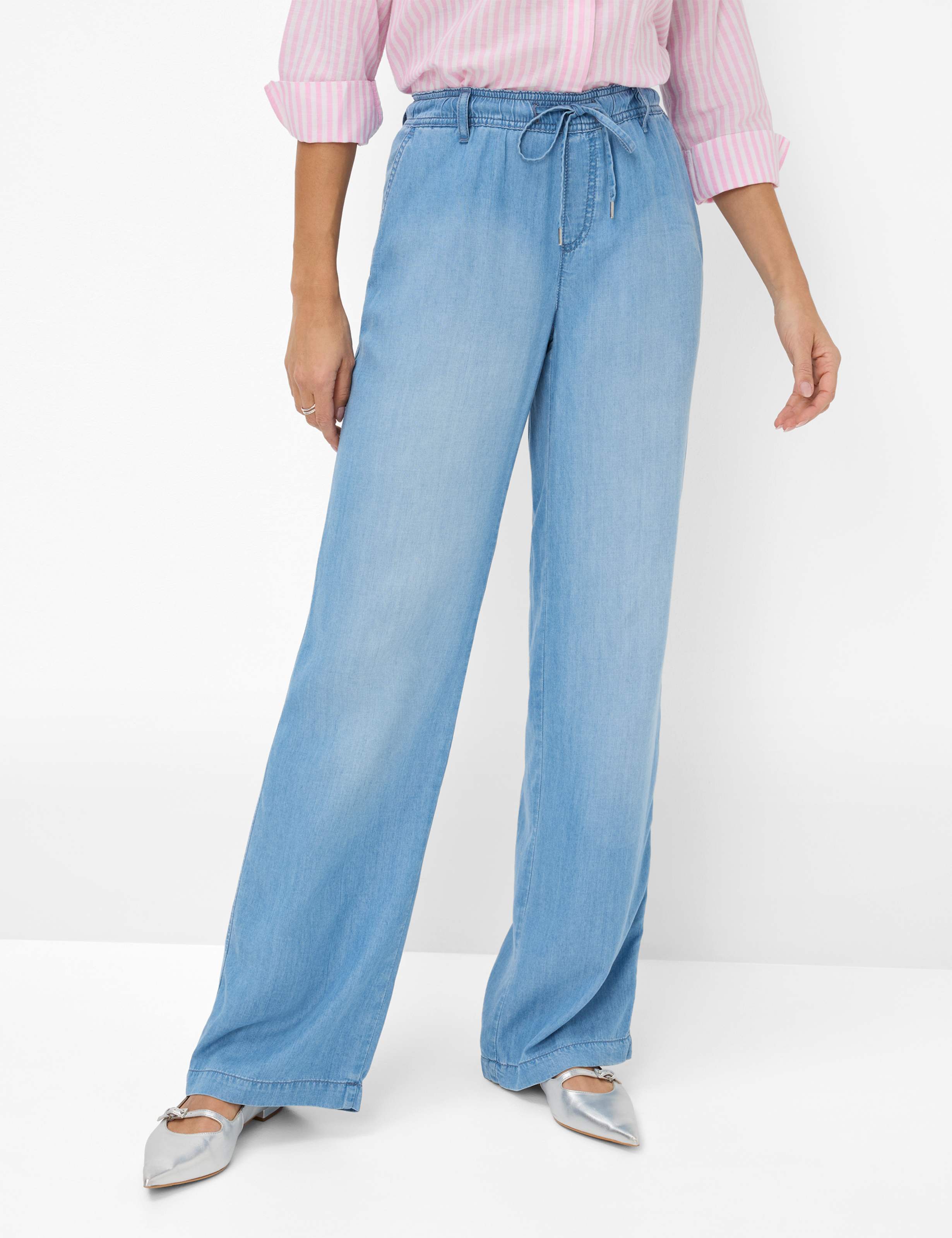 Thumbnail - Brax Damen Palazzohose Style MAINE USED LIGHT BLUE, denim hellblau, Gr. 36