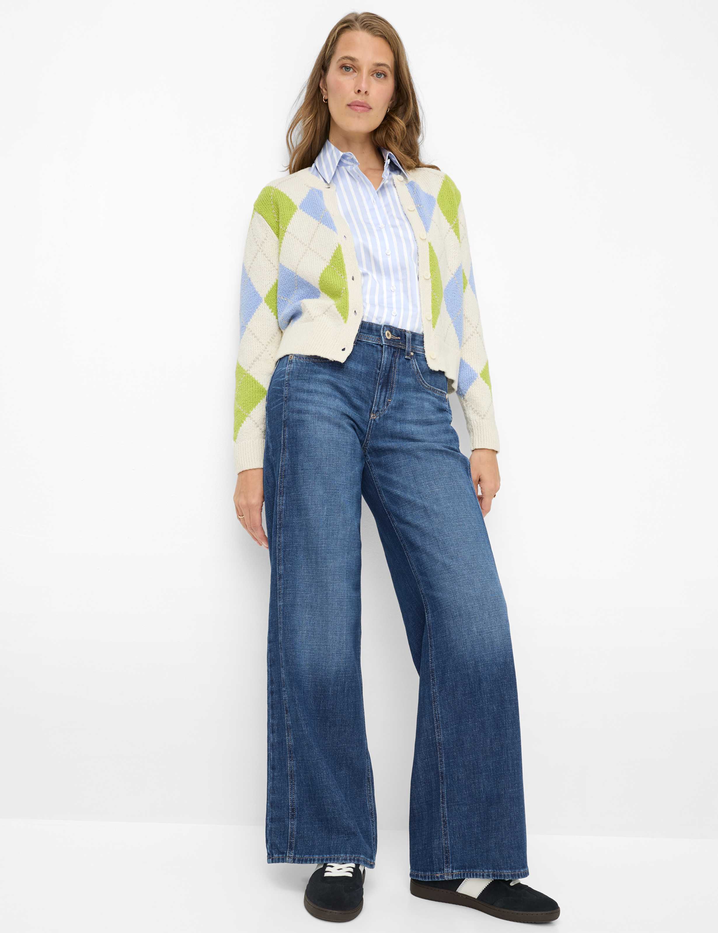 Femme Style MORGAN Denim Bleu Wide Leg Tenue du mannequin