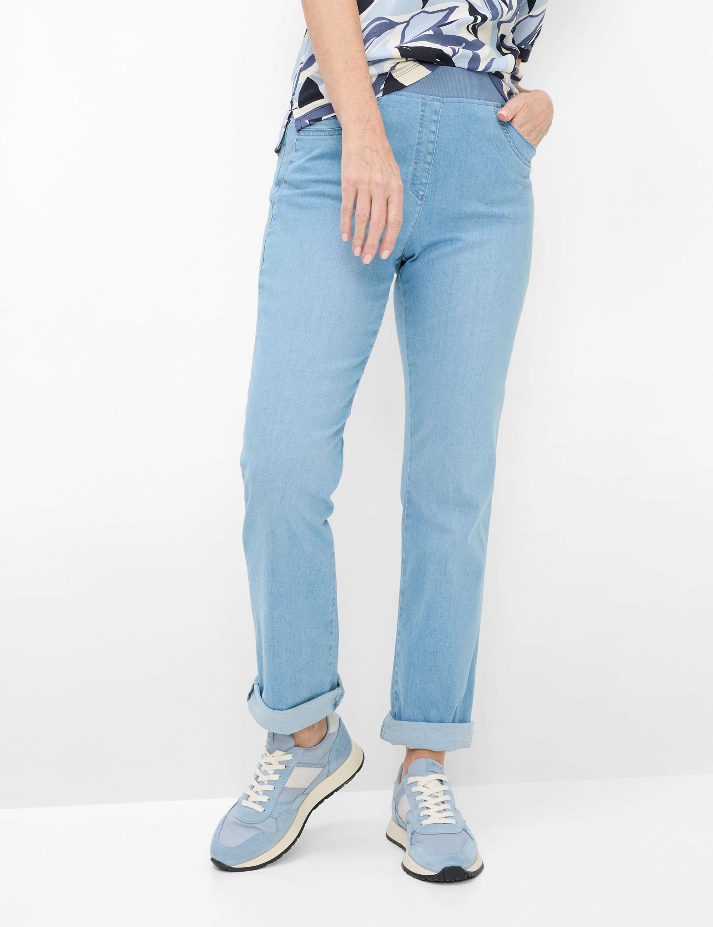 Thumbnail - Raphaela by Brax Damen Five-Pocket-Hose Style CARINA FUN BLEACHED LIGHT BLUE SLIGHTUSED, denim hellblau, Gr. 52K