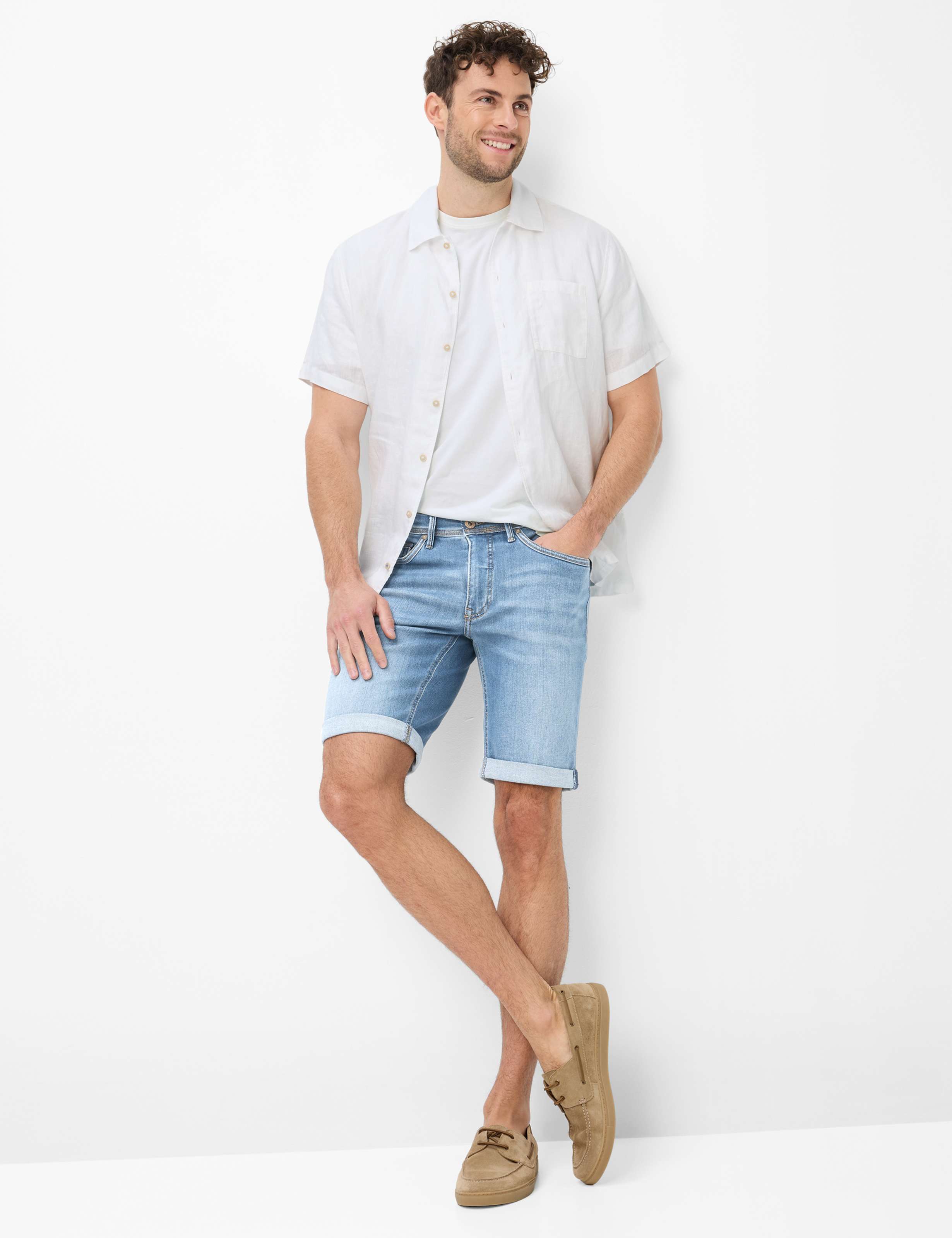 Herren Style CHRIS B Denim Blau Slim Fit Model Outfit