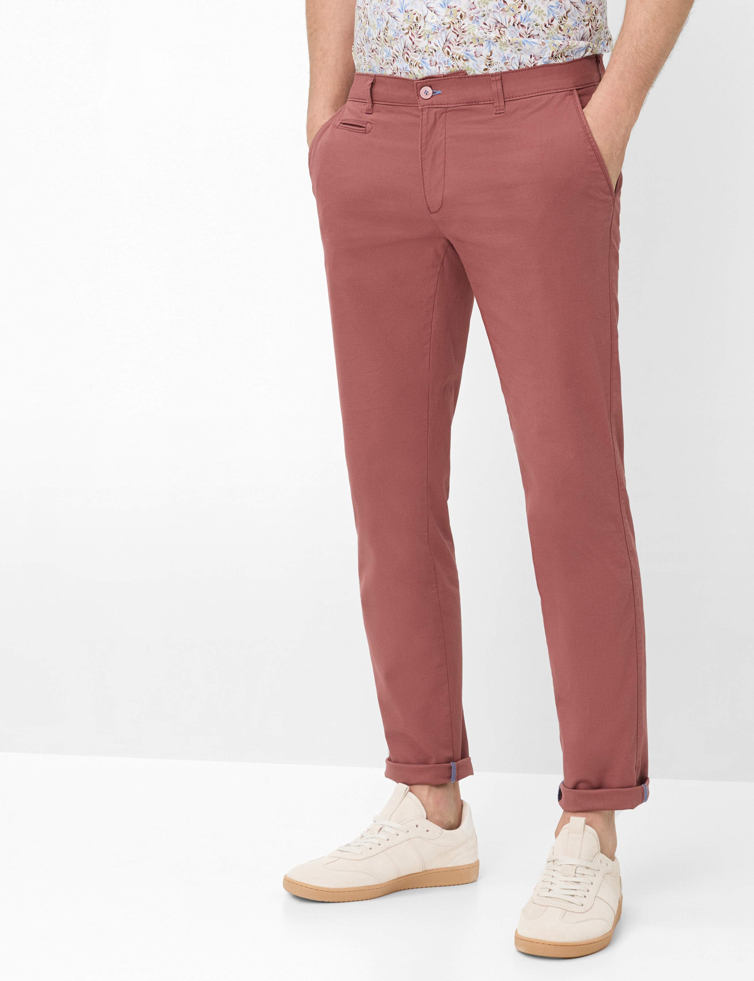 Thumbnail - Brax Herren Chino Style FABIO IN SMOKE VELVET, hellrot, Gr. 34/32