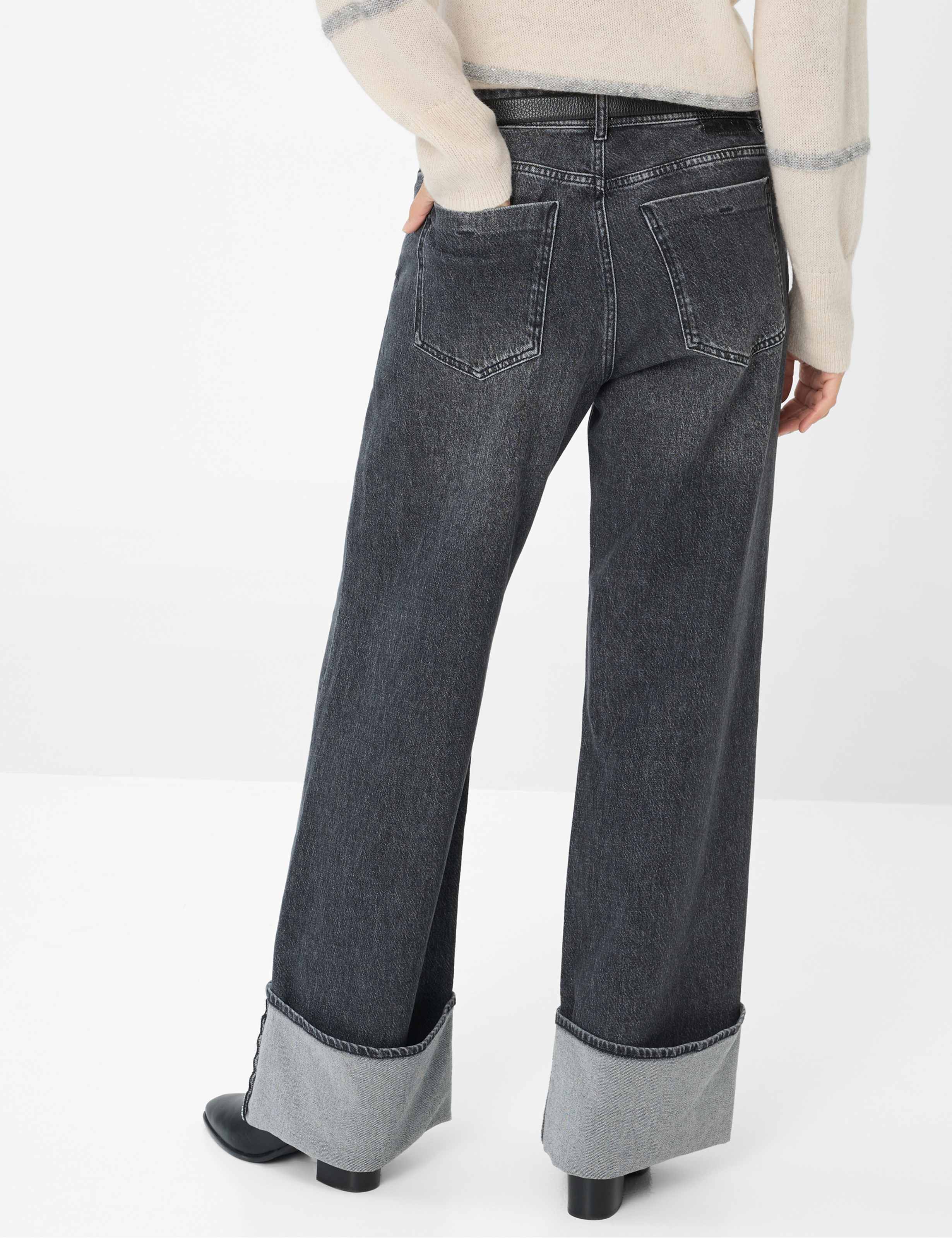 Women Style MORGAN Denim Dark Gray Wide Leg Model back
