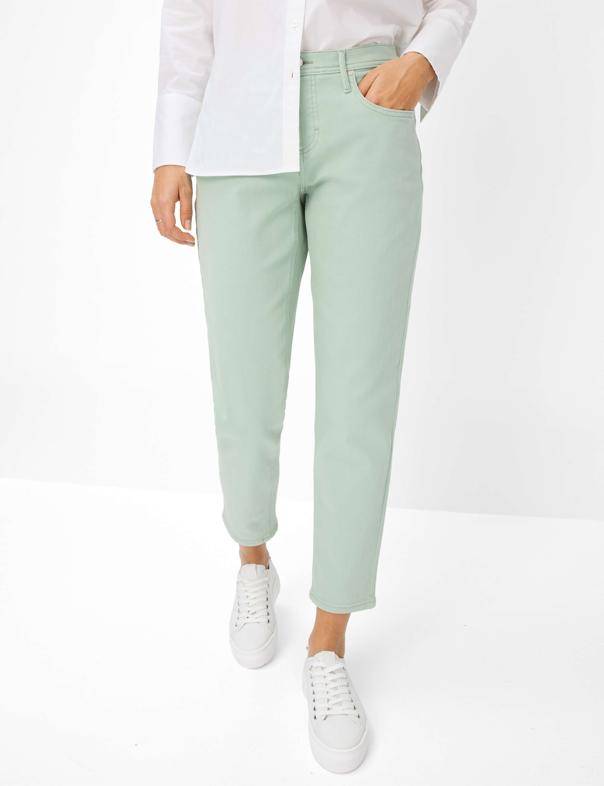 Thumbnail - Brax Damen Five-Pocket-Hose Style MILEY S SOFT SAGE, denim hellgrün, Gr. 46L