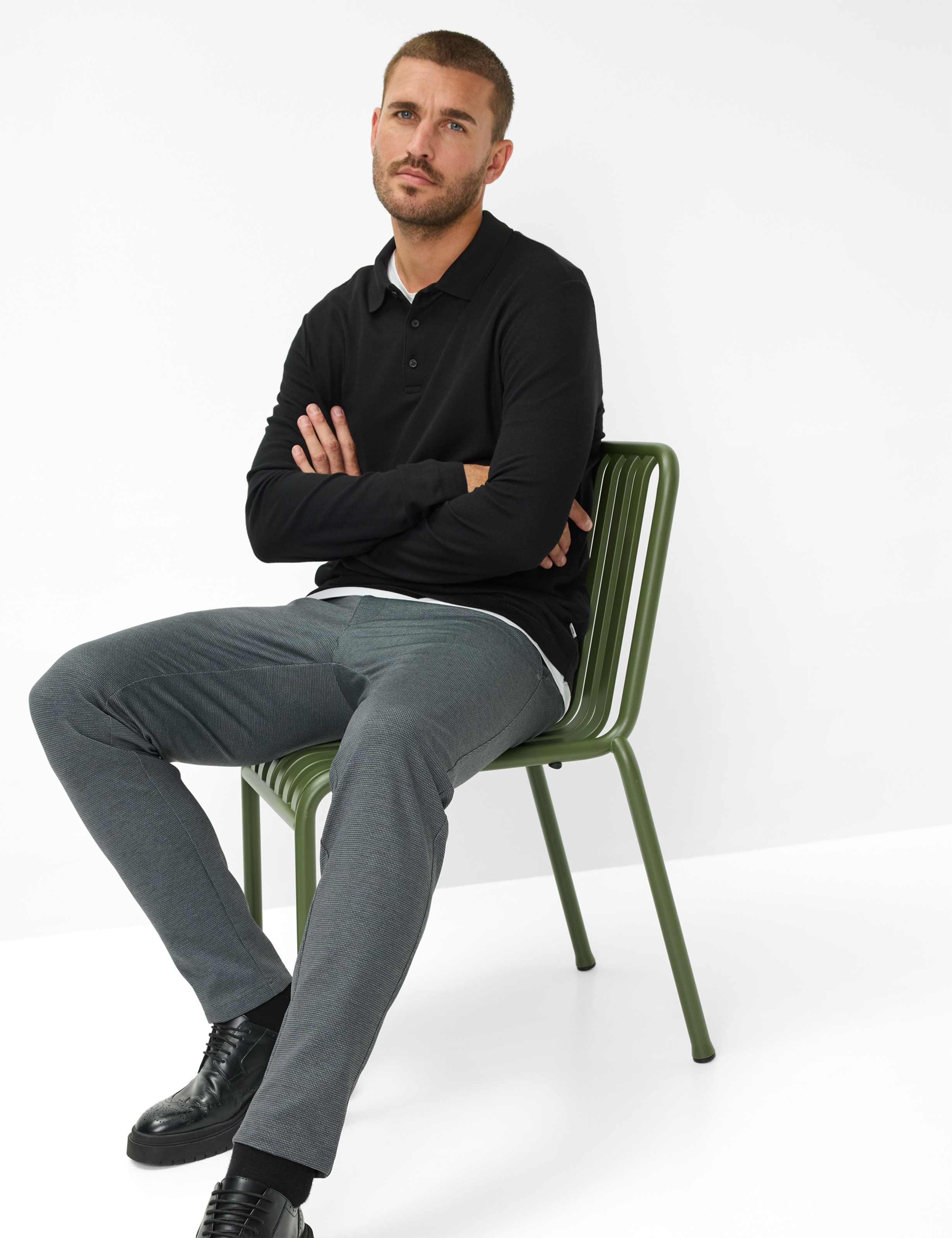Heren Style SILVIO Mediumgrijs Slim Fit Detail 1