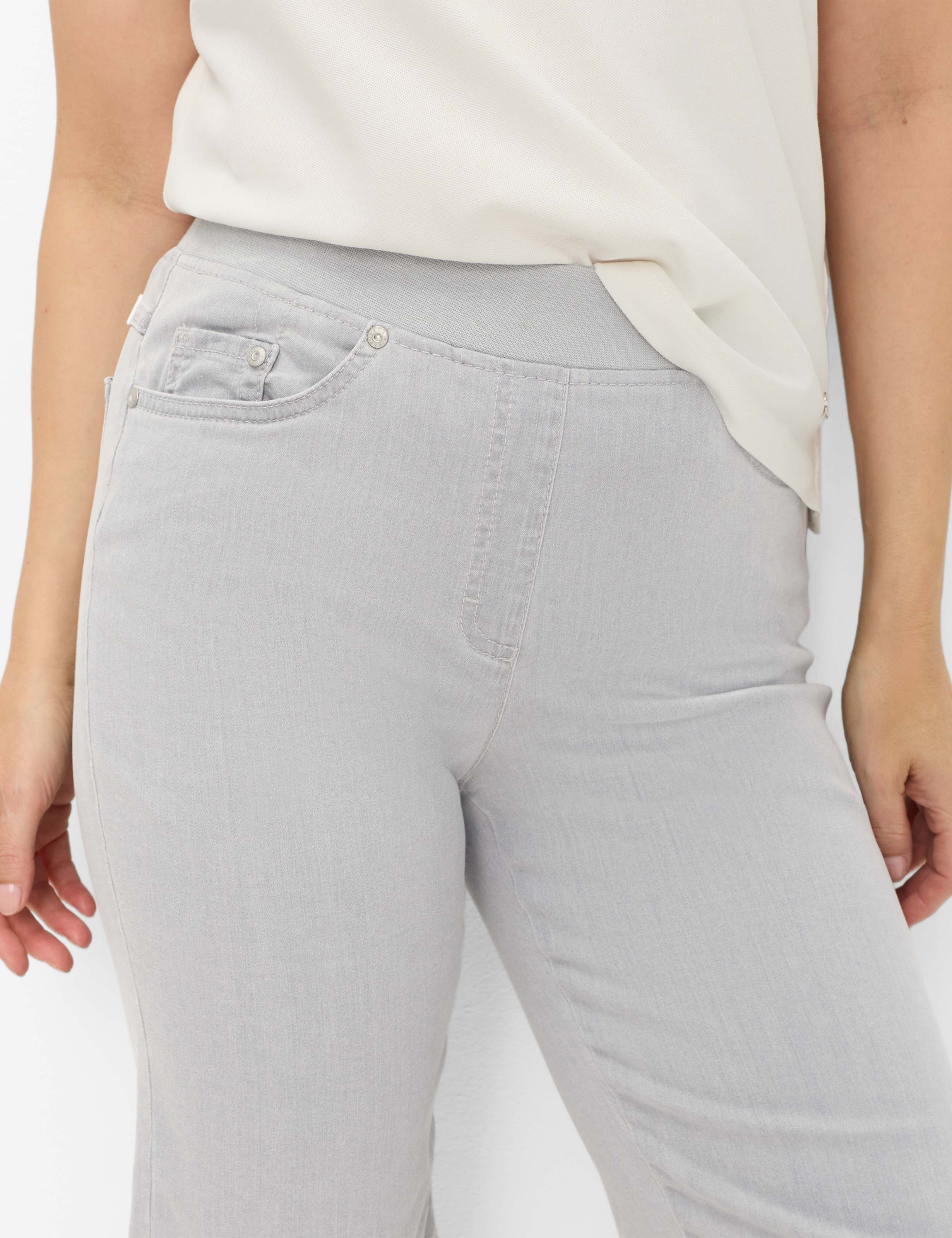 Femme Style PAMINA BERMUDA Denim Gris Clair Slim Fit Détail 2