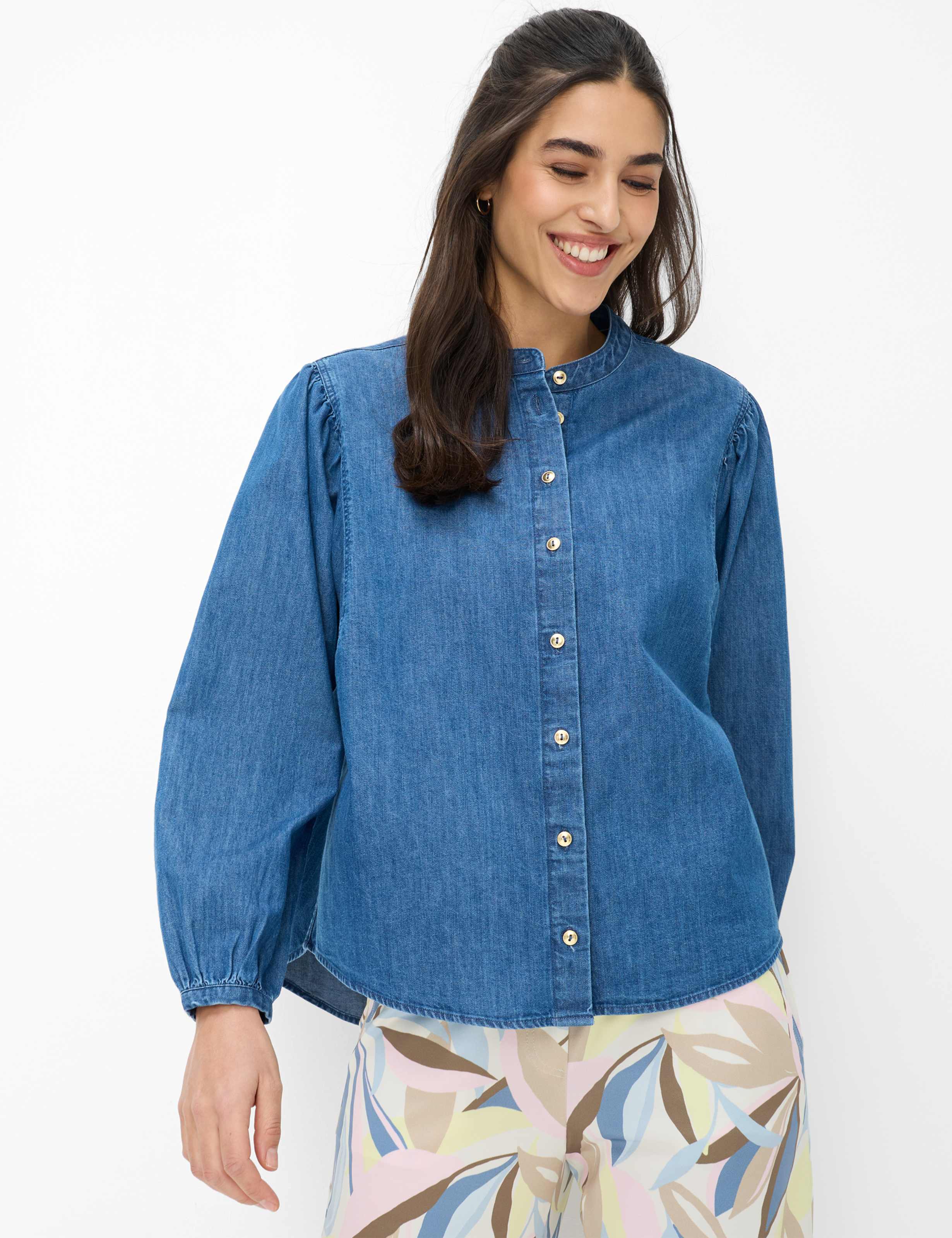 Thumbnail - Brax Damen Bluse Style VALERIA indigo mood, denim blau, Gr. 42