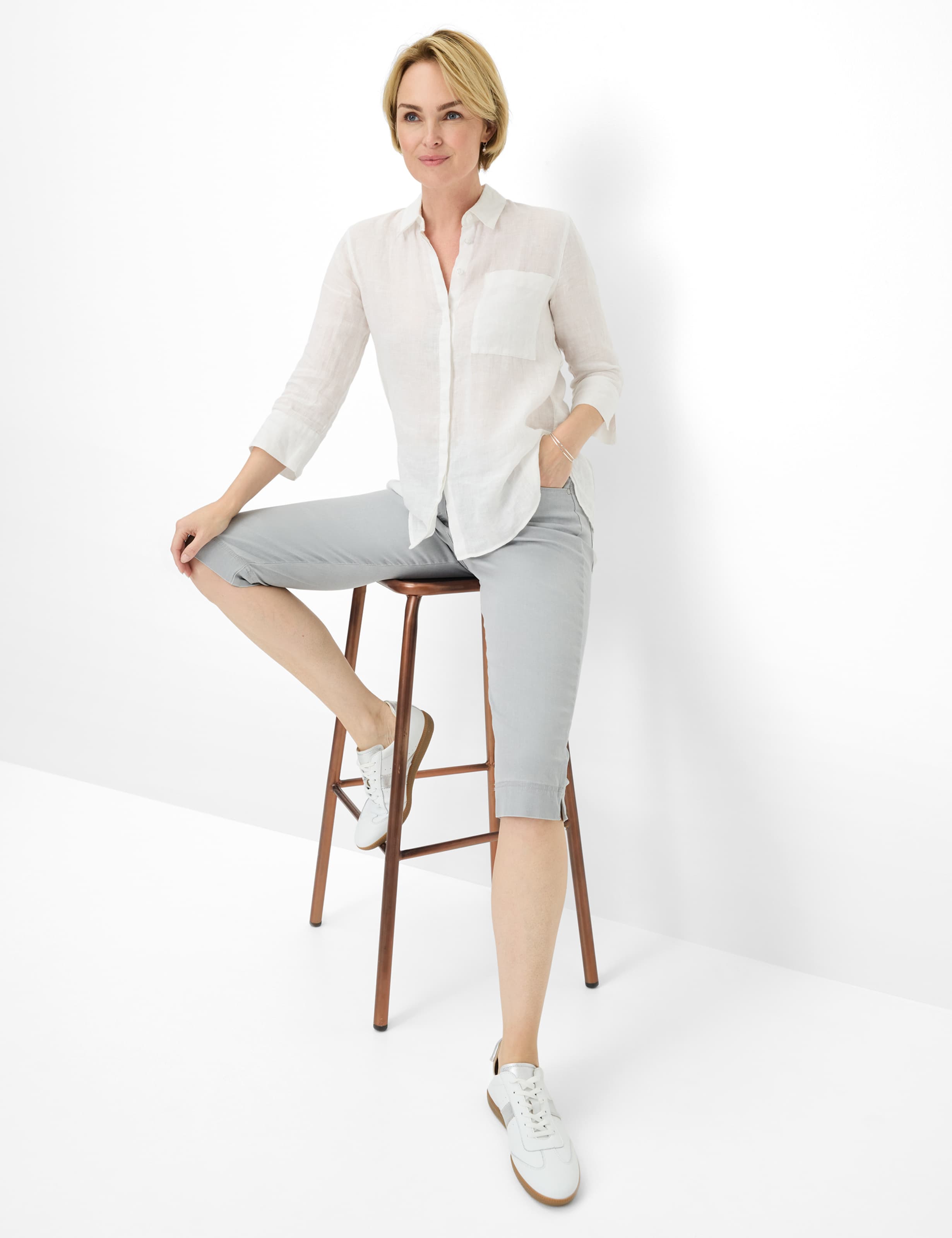 Femme Style CAREN CAPRI Denim Gris Clair Comfort Plus Fit Détail 1