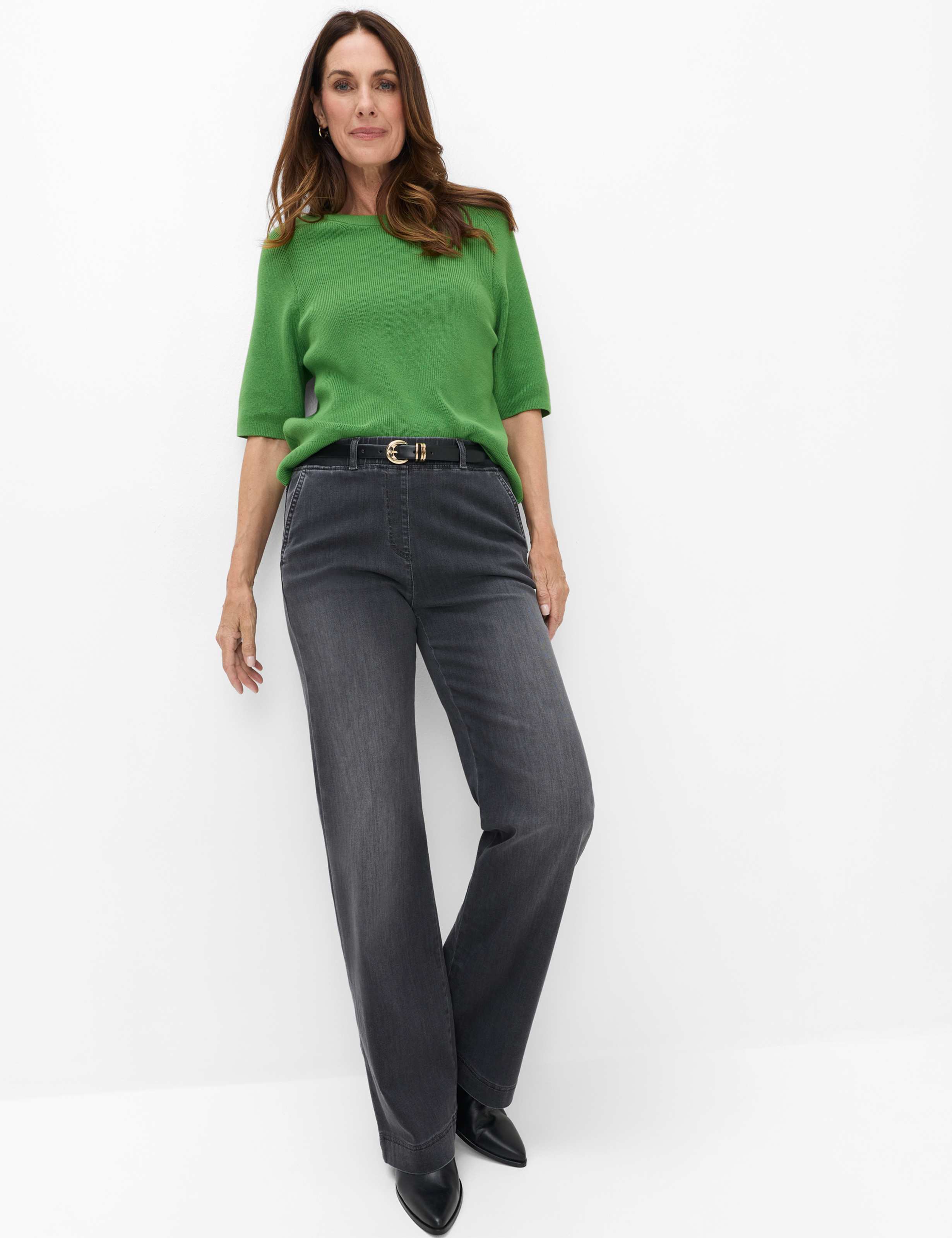 Femme Style PAM FLARED Denim Gris Clair  Tenue du mannequin