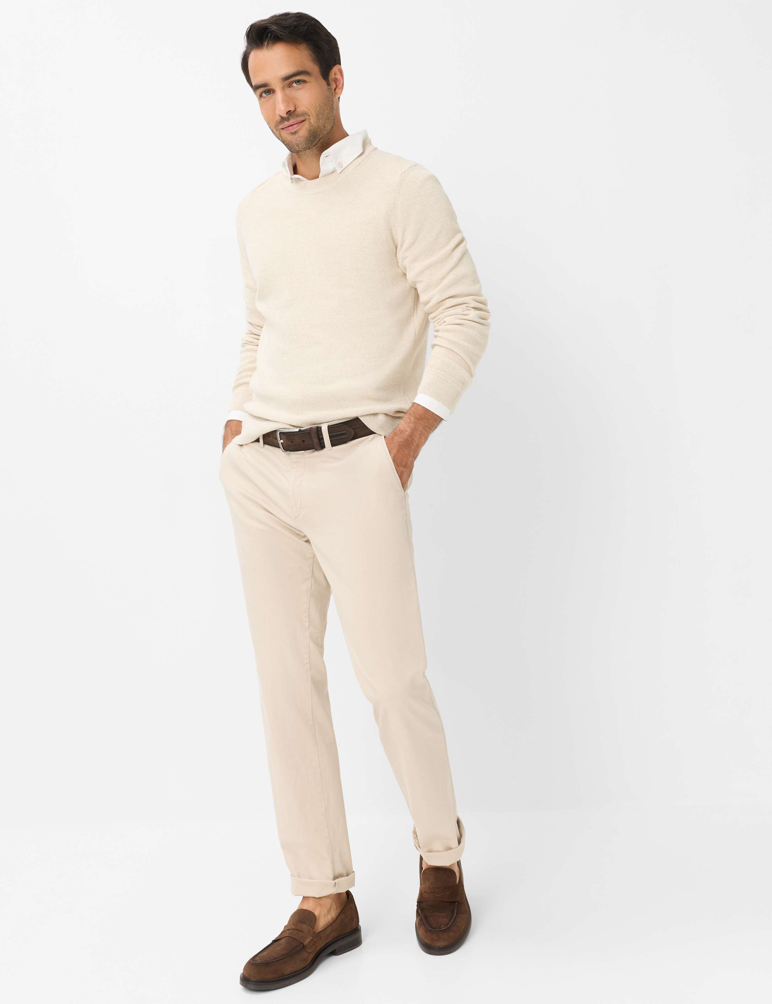 Herren Style EVANS Hellbeige Regular Fit Model Outfit