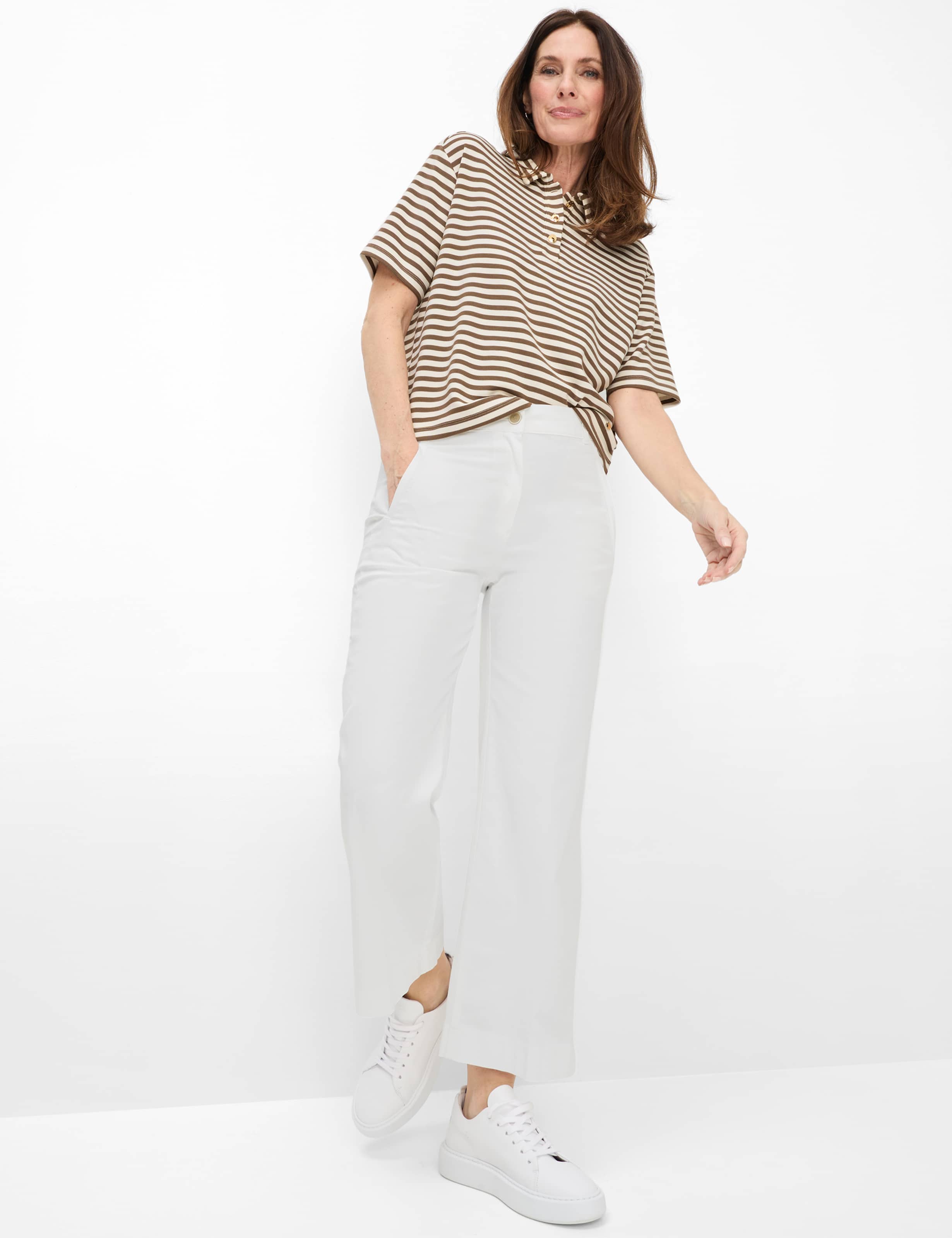 Damen Style PEGGY CULOTTE Weiß Slim Fit Model Outfit