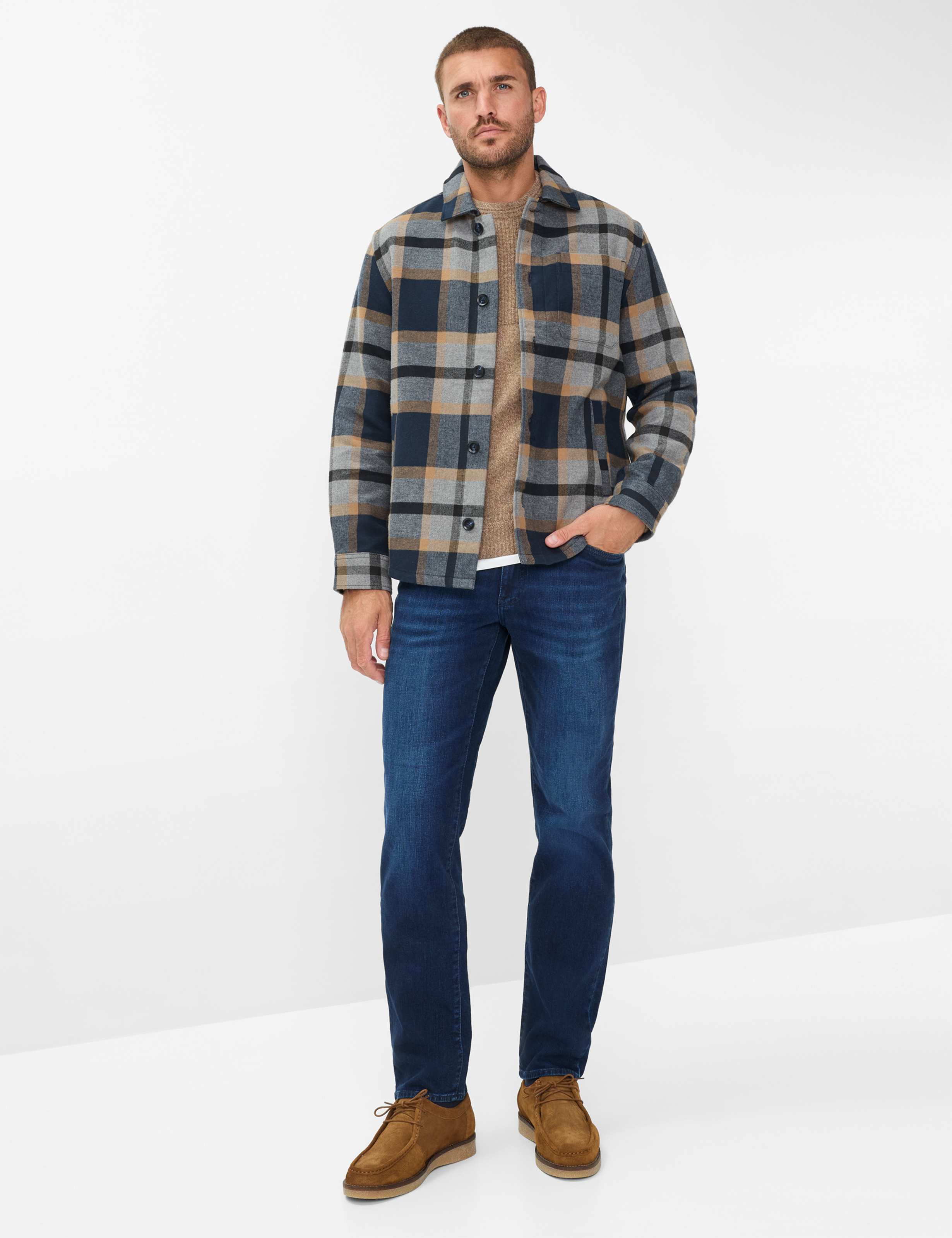 Herren Style CADIZ Denim Blau Straight Fit Model Outfit