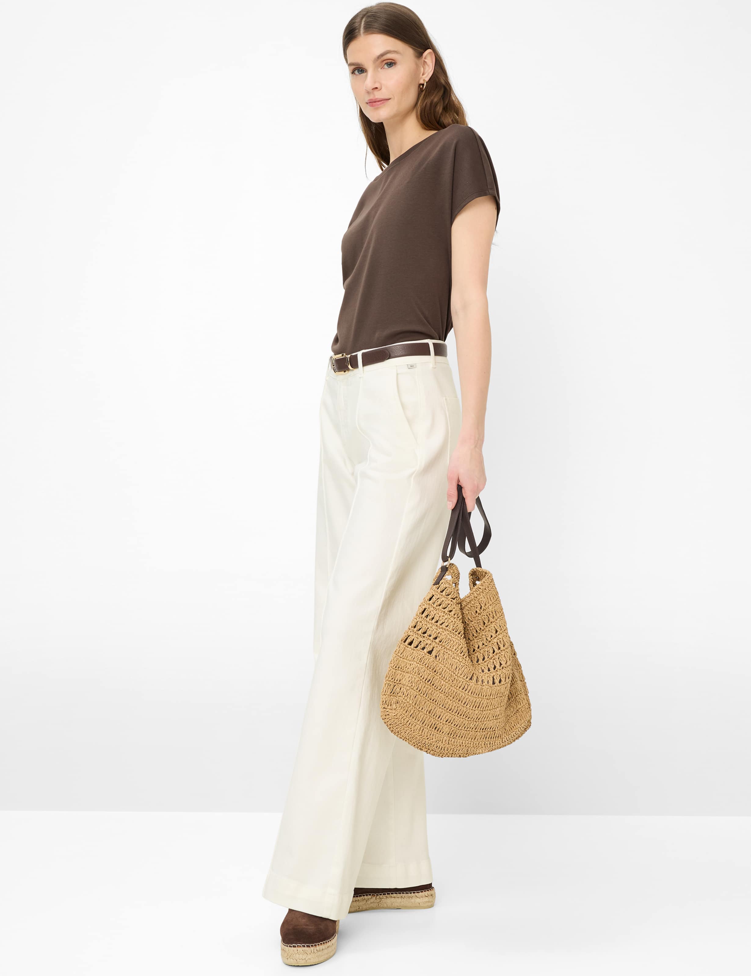 Dames Style MAINE Denim Crème Wit Wide Leg Model outfit