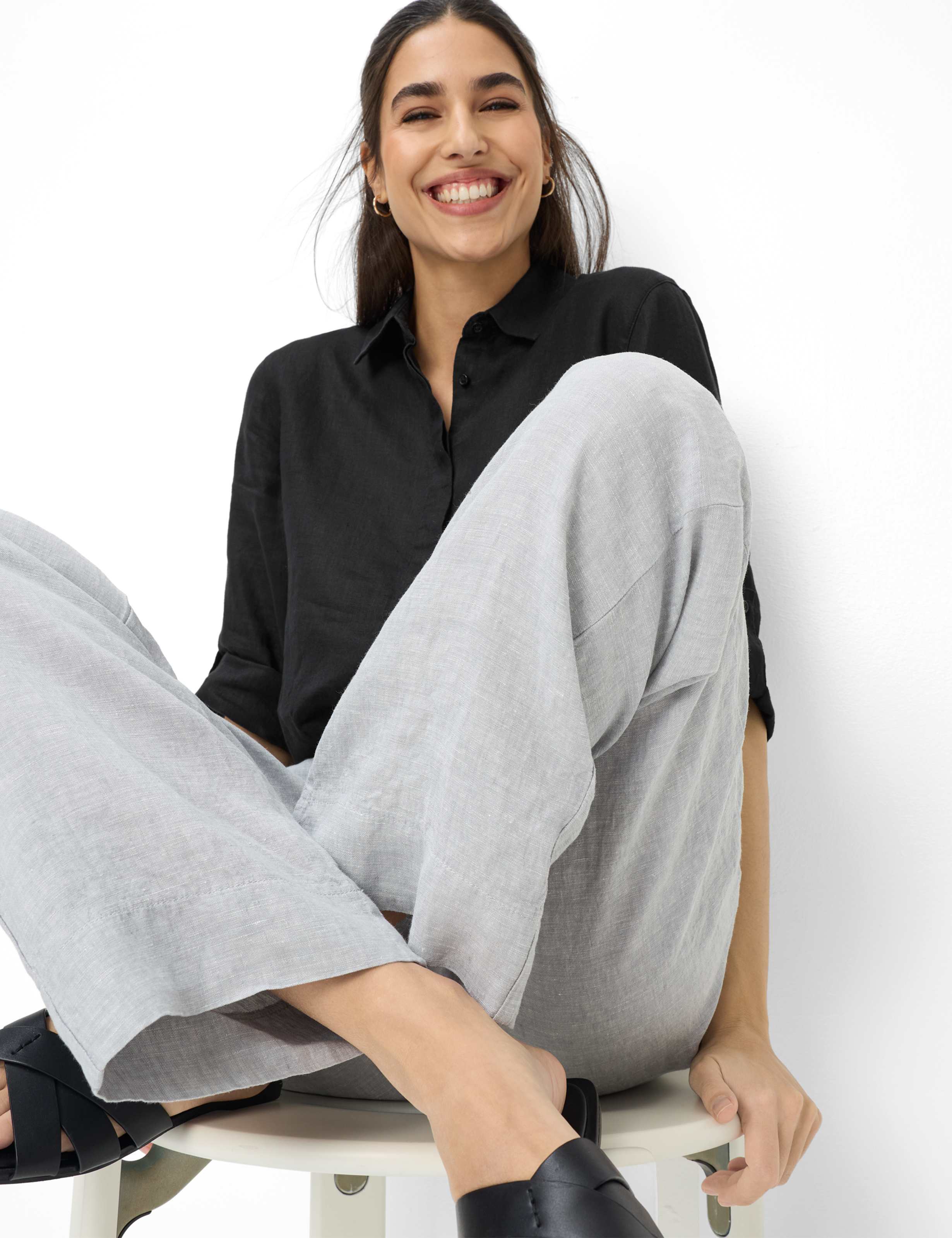 Damen Style FARINA Hellgrau Wide Leg Detail 1