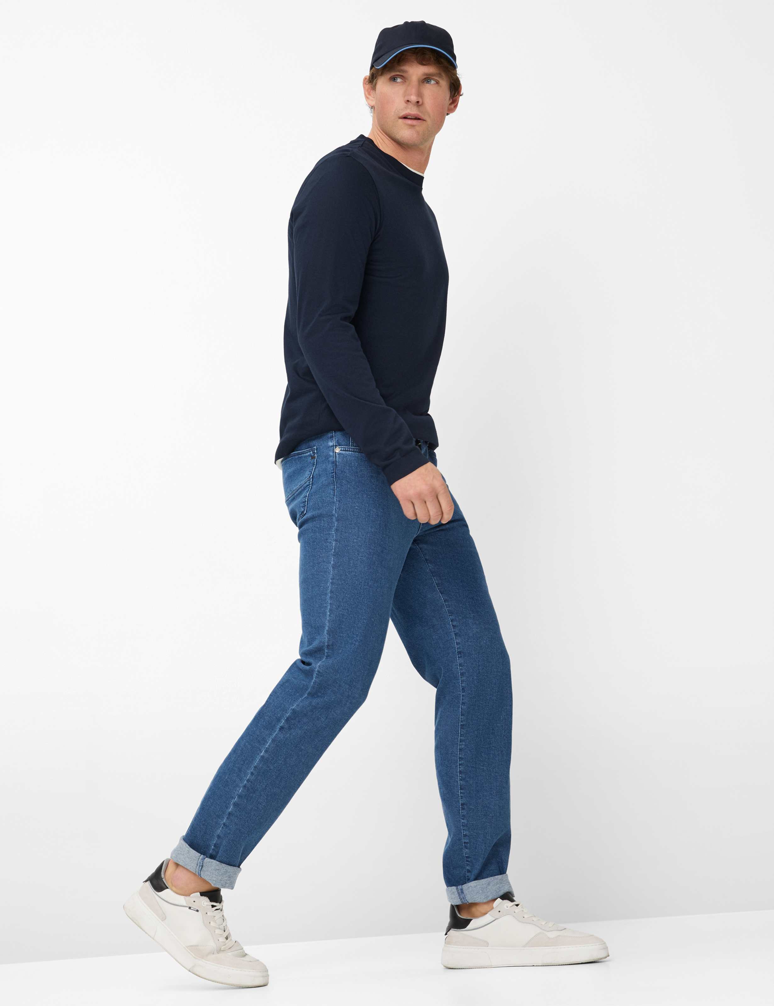 Herren Style CADIZ Denim Blau Straight Fit Model Outfit