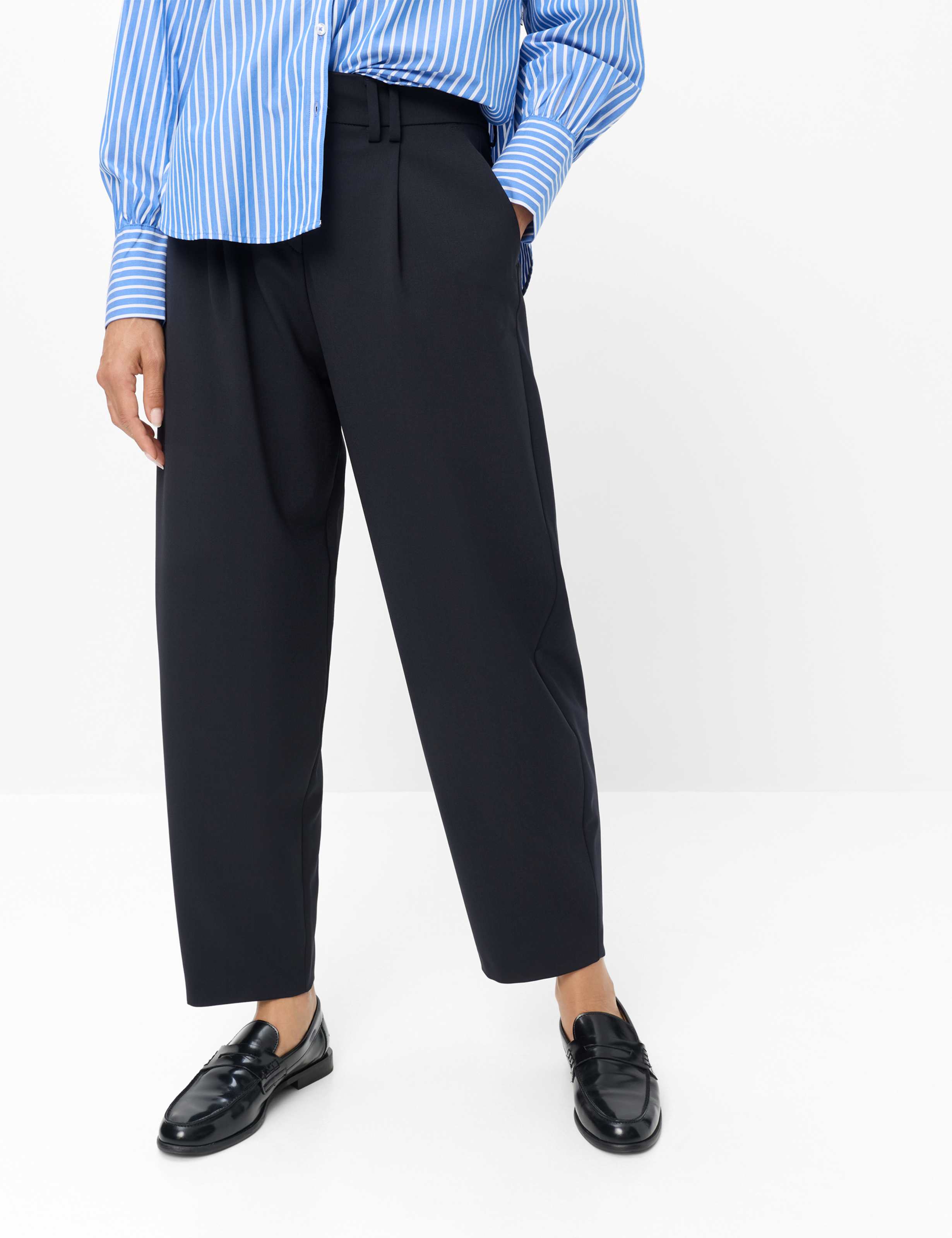 Women Style MEGAN S Dark Blue Barrel Fit Model Front
