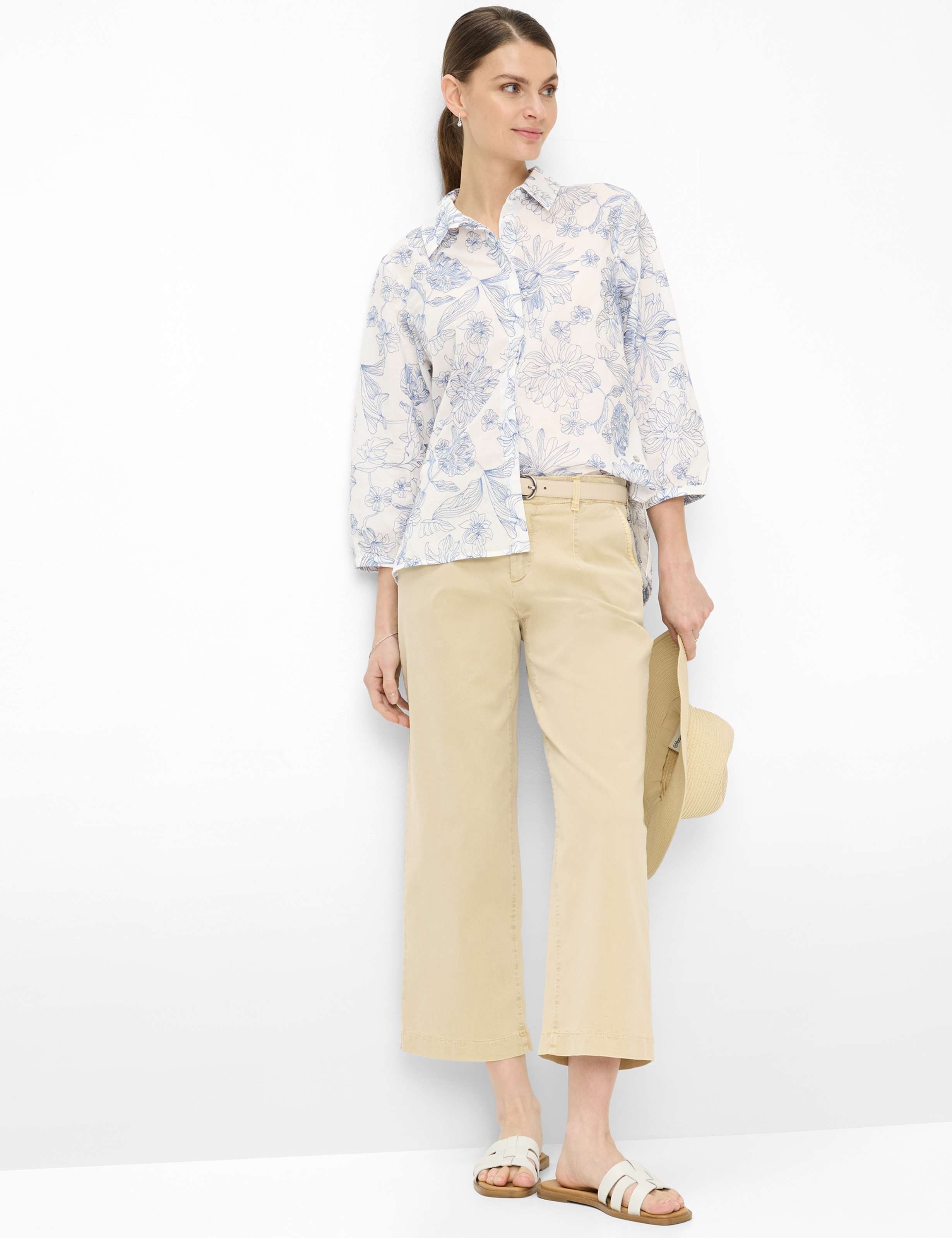 Women Style MAINE S Beige Wide Leg Model Outfit