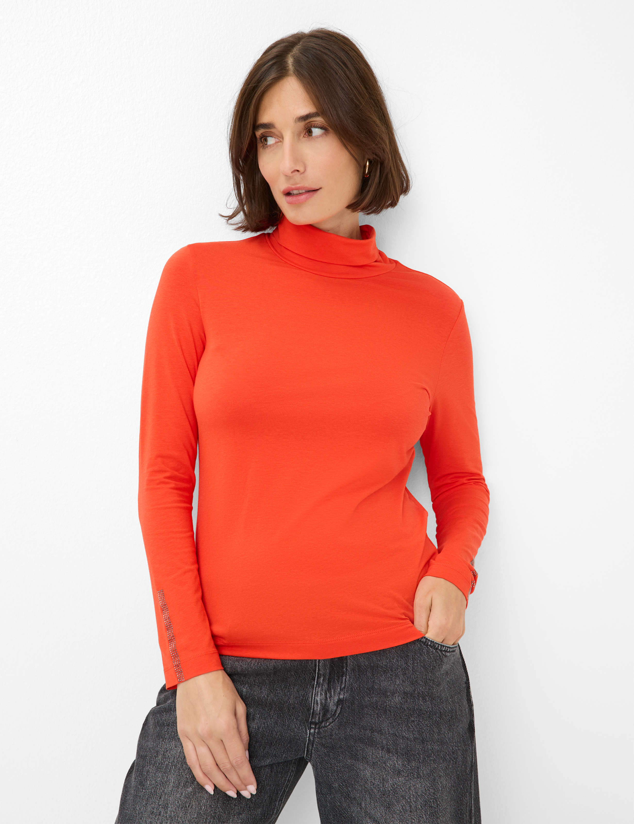 Thumbnail - Brax Damen Shirt Style CARINA L mandarin, Orange, Gr. 38