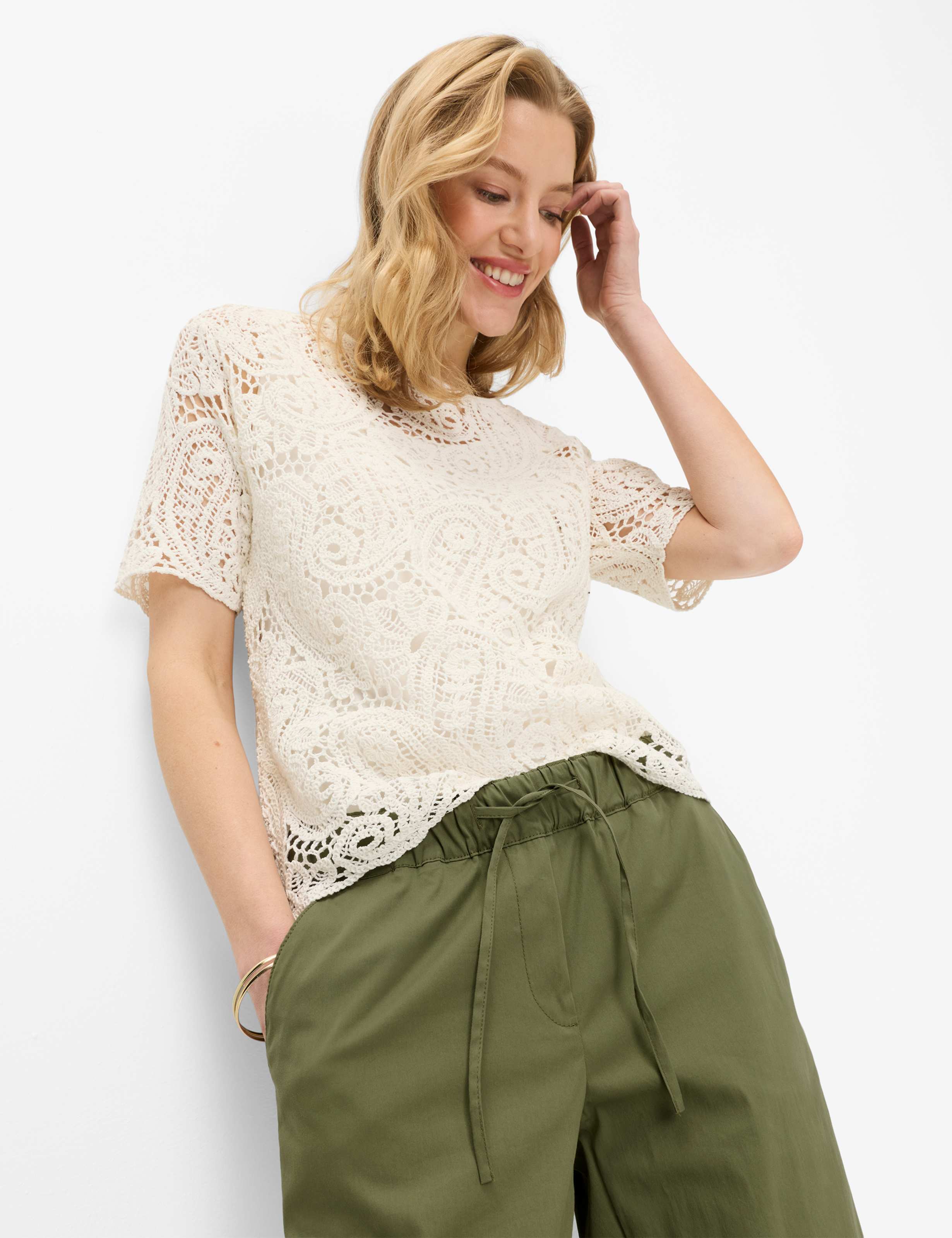 Dames Style MAINE S Groen - Olijf Wide Leg Detail 1
