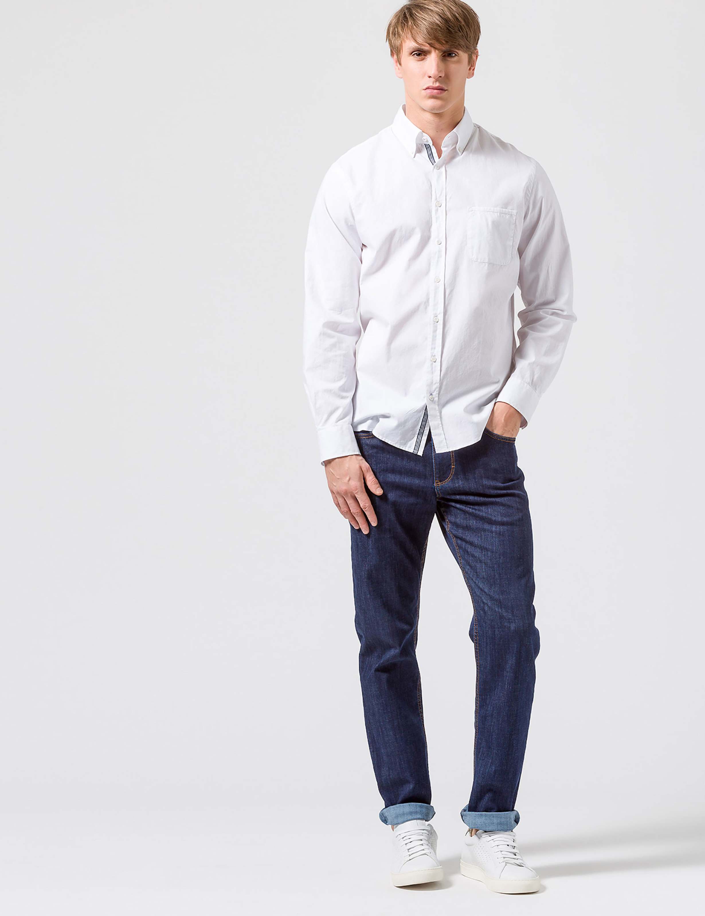 Heren Style COOPER DENIM Denim Blauw Regular Fit Model outfit