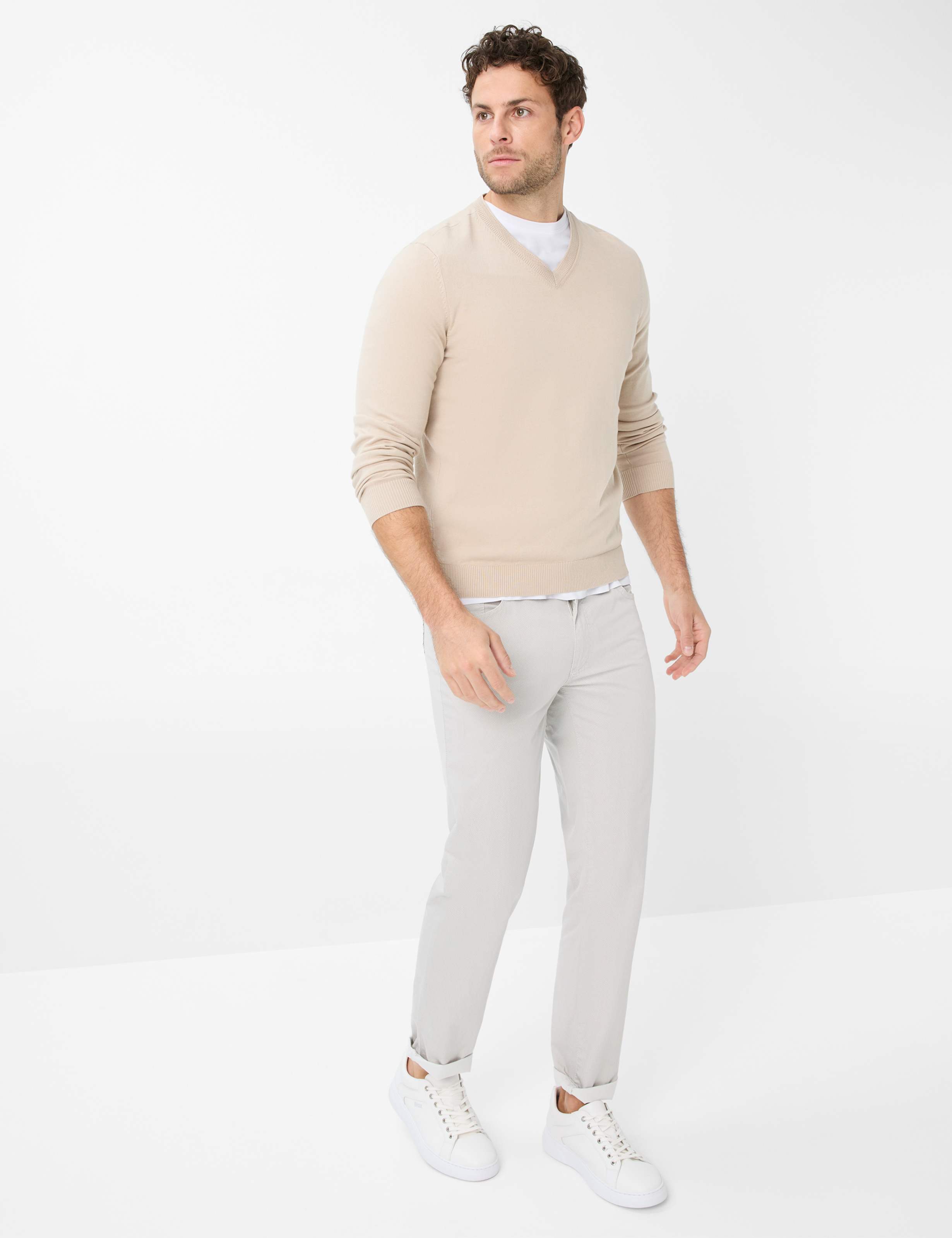 Homme Style CADIZ Beige Clair Straight Fit Tenue du mannequin