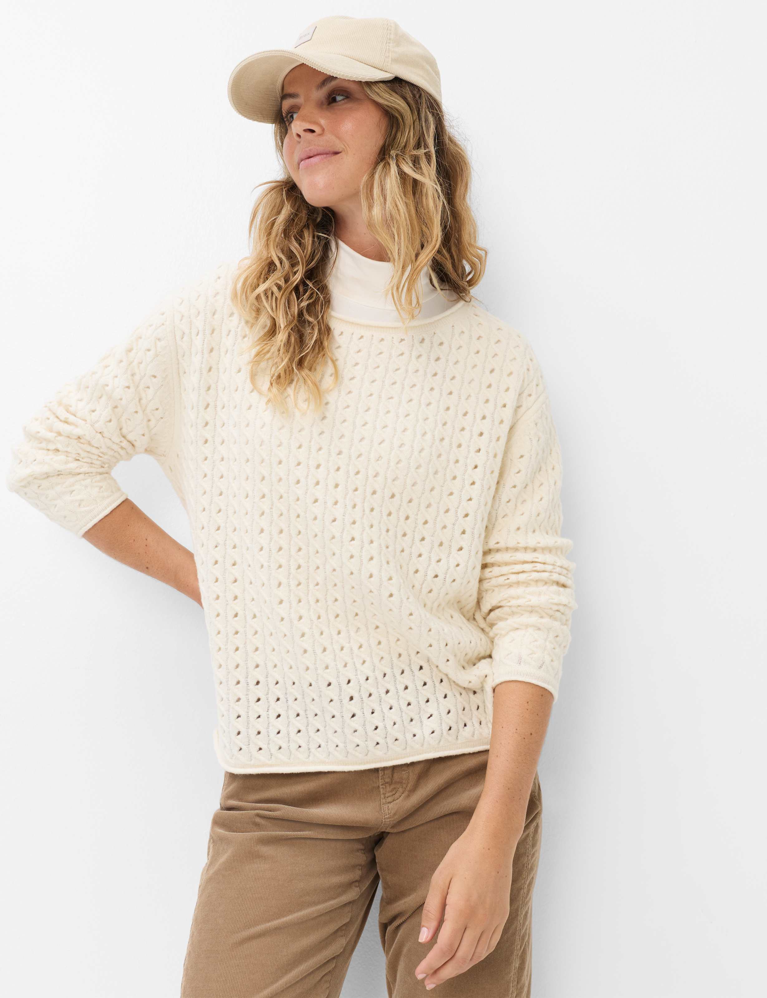 Brax Dames Trui  Style LESLEY dark ecru, crèmewit, maat 34