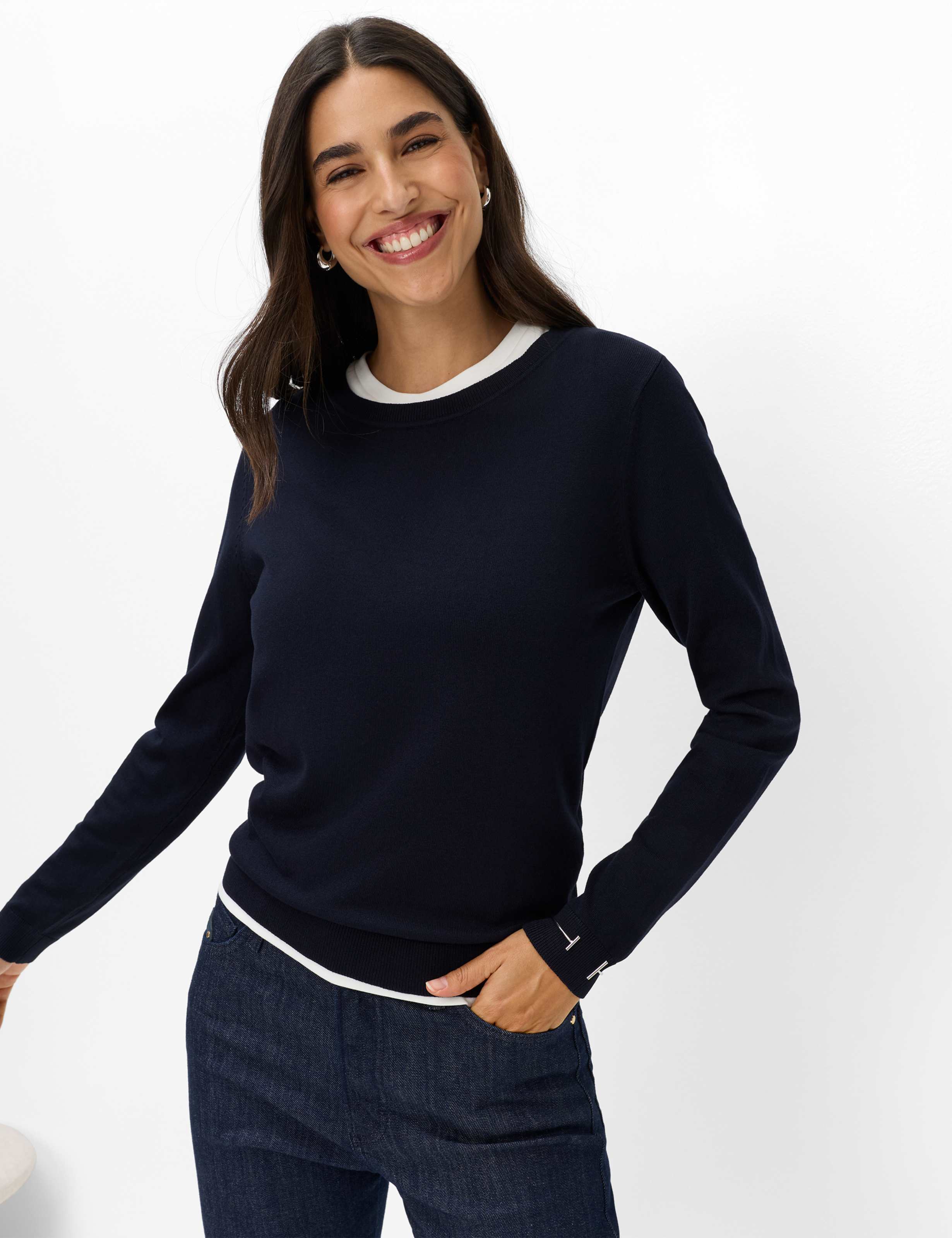 Brax Dames Trui  Style LENI navy, donkerblauw, maat 38