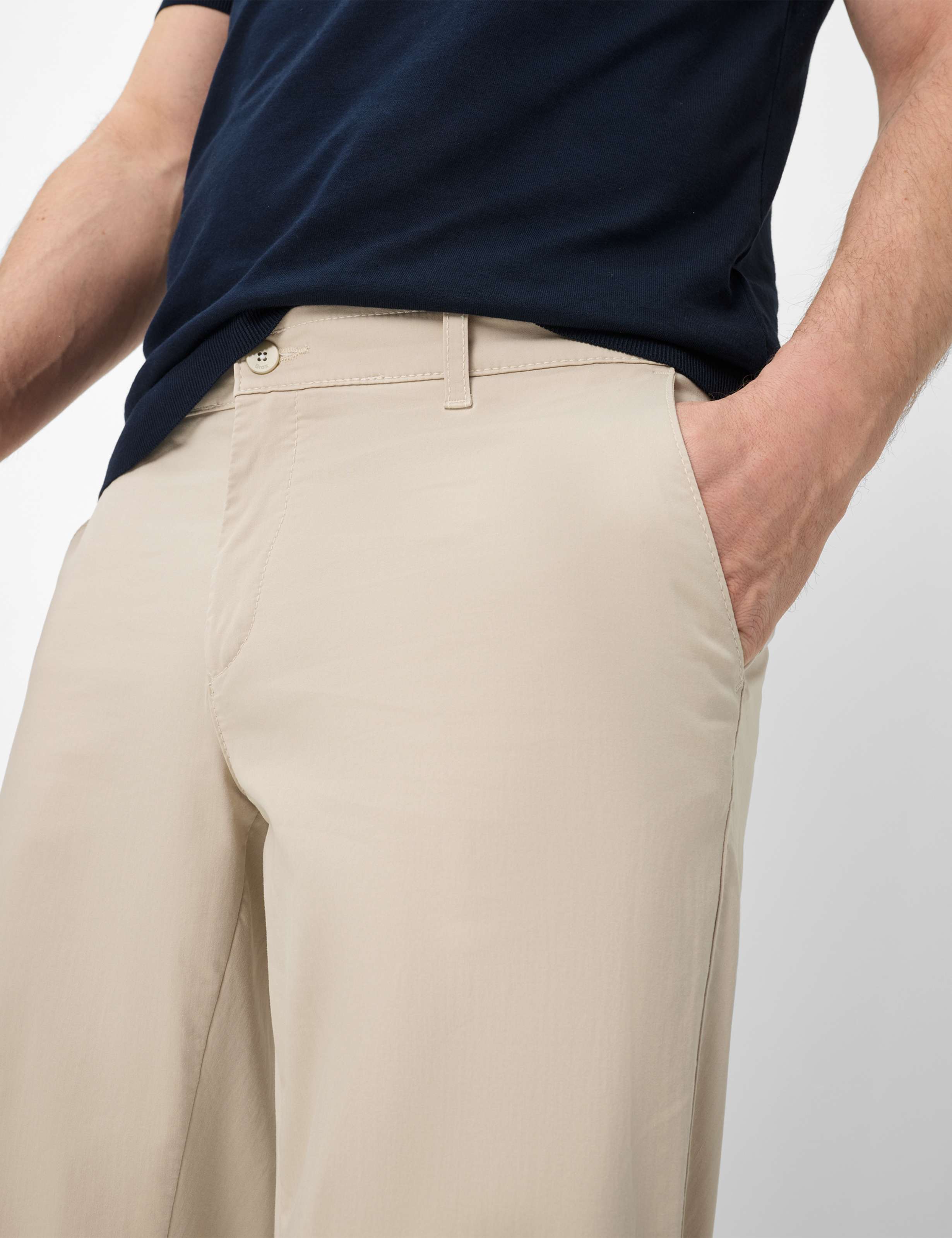 Herre Style PHIL Lysbeige Tapered Fit Detalje 2