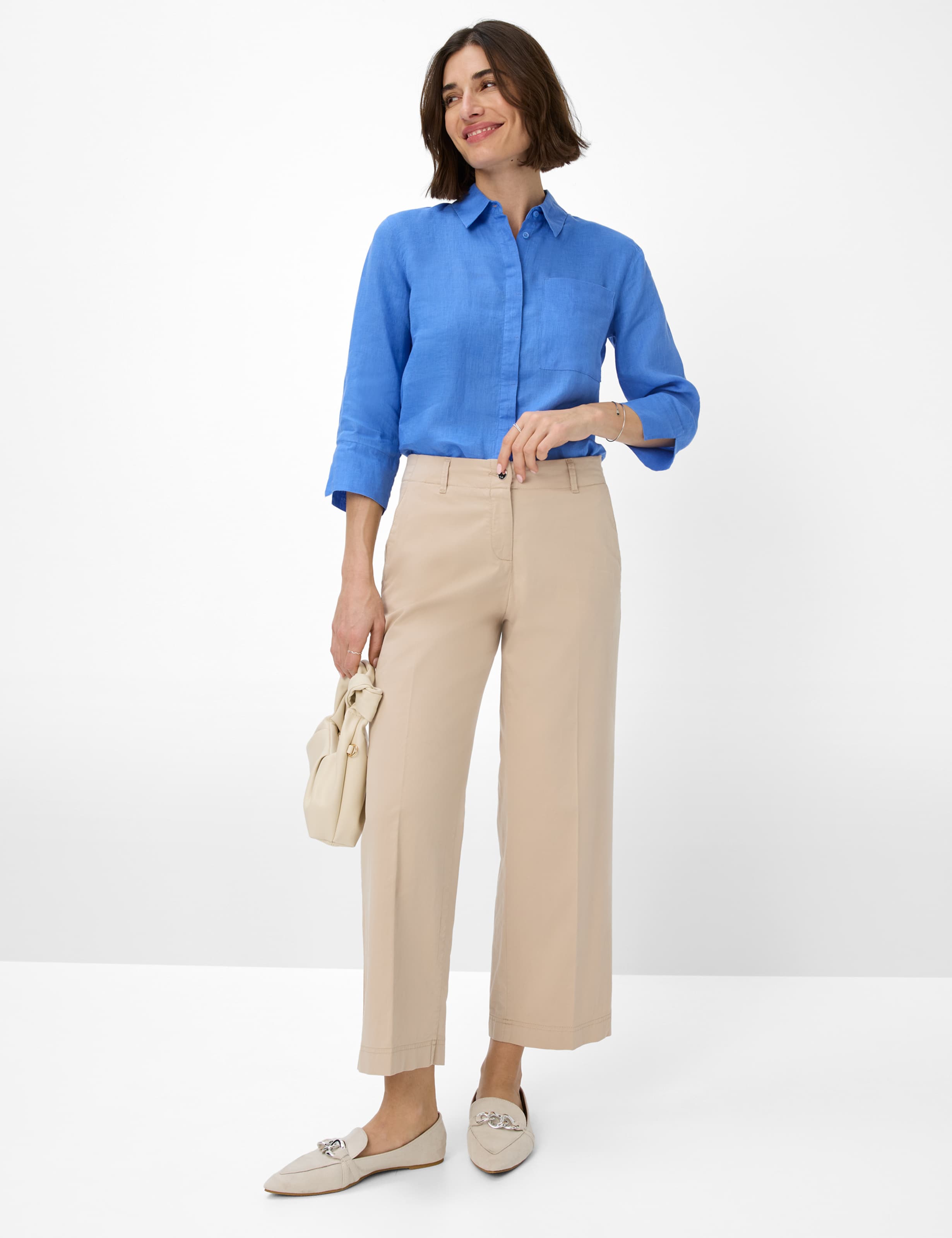 Women Style MAINE S Beige Wide Leg Model Outfit