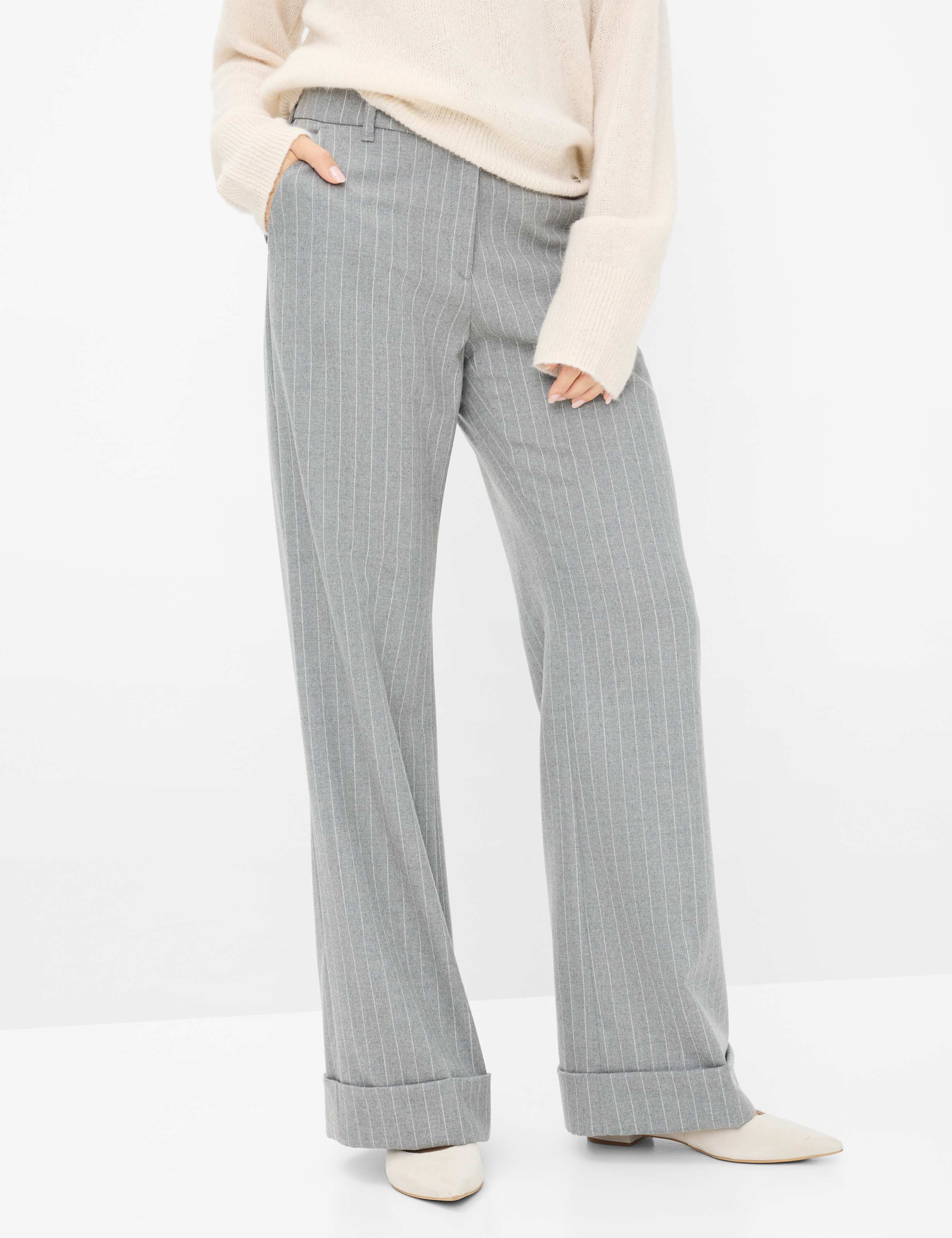 Thumbnail - Brax Damen Palazzohose Style MAINE SMOKE GREY, grau, Gr. 48K