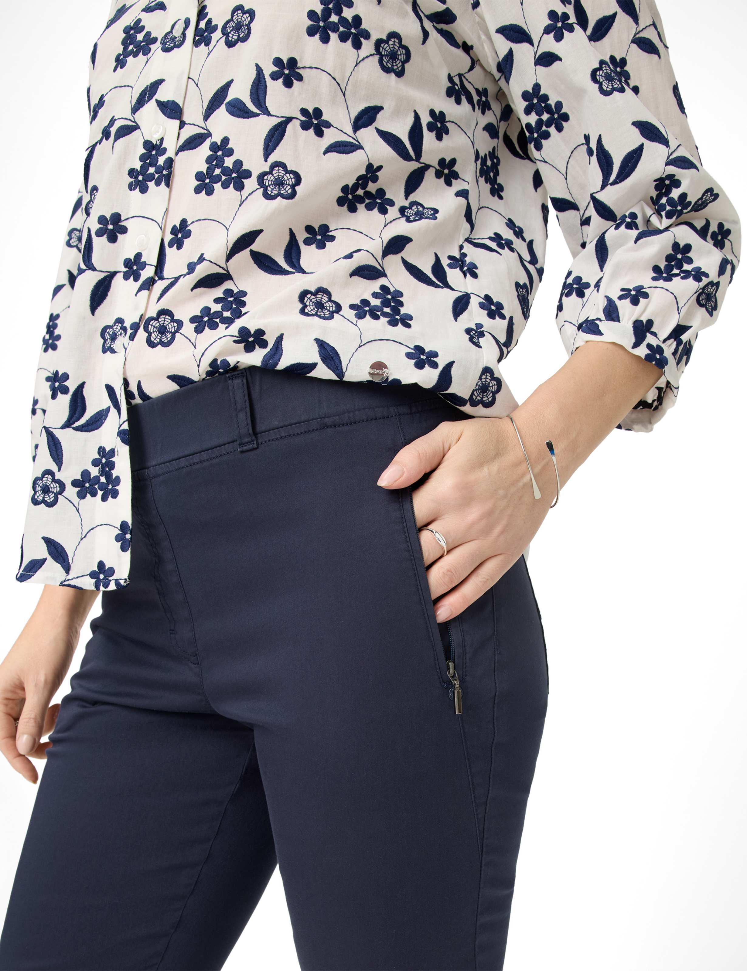 Femme Style LAVINA ZIP 6/8 Bleu Foncé Super Slim Fit Détail 2