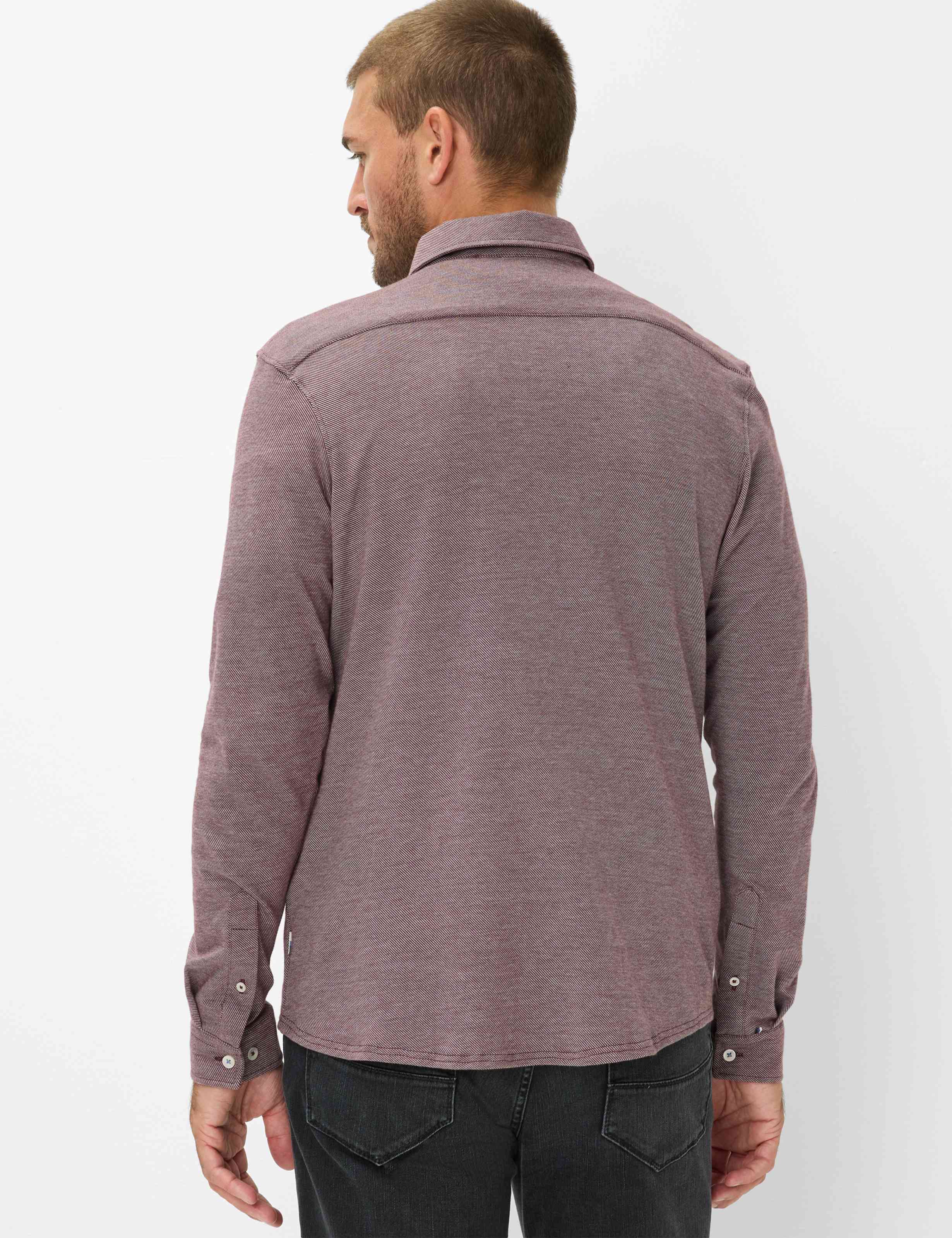 Thumbnail - Brax Herren Hemd Style DANIEL velvet, dunkelrot, Gr. XL