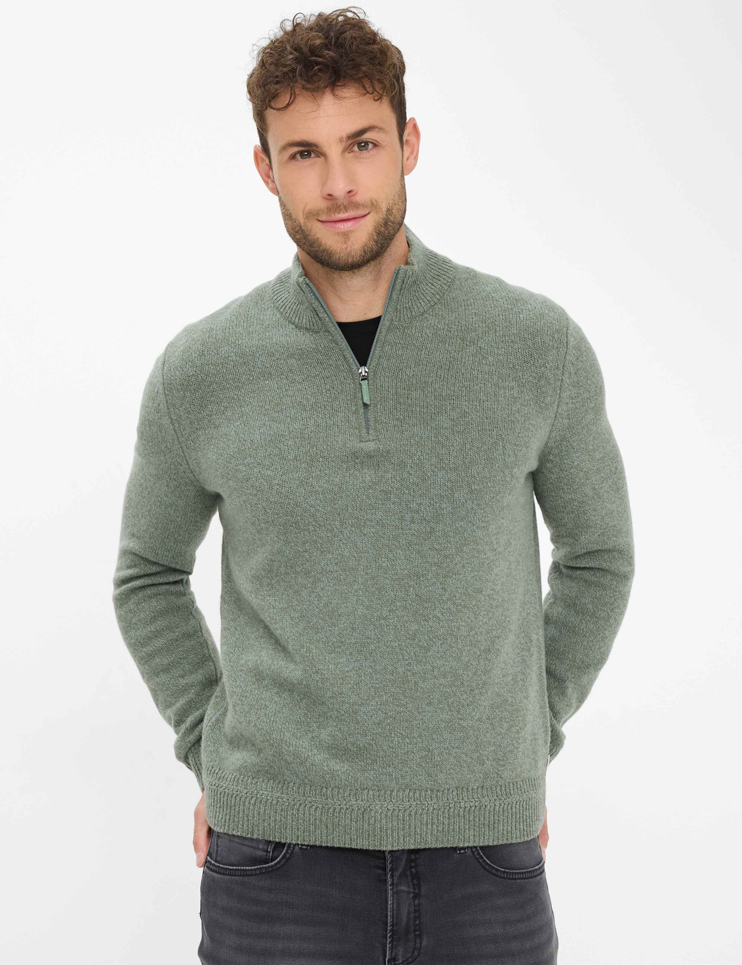 Thumbnail - Brax Herren Strickpullover Style STEFFEN thyme, grün, Gr. S